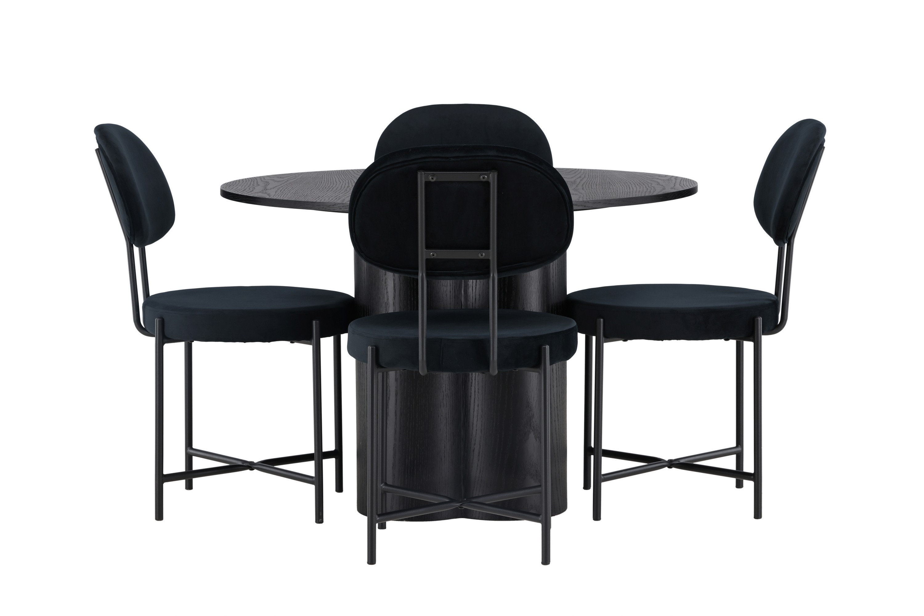 olivia matgrupp 110 cm rund med 4 stella stolar - svart