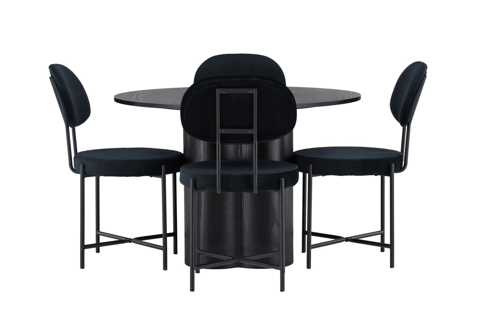 Olivia Matgrupp 110 cm Rund med 4 Stella Stolar - Svart