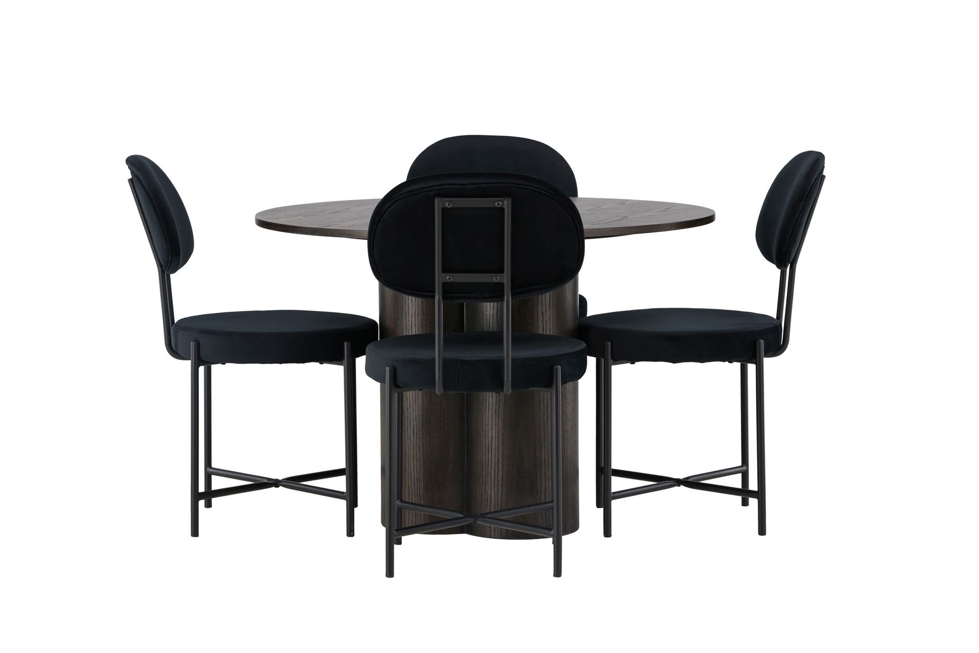 Olivia Matgrupp 110 cm Rund med 4 Stella stolar - Svart