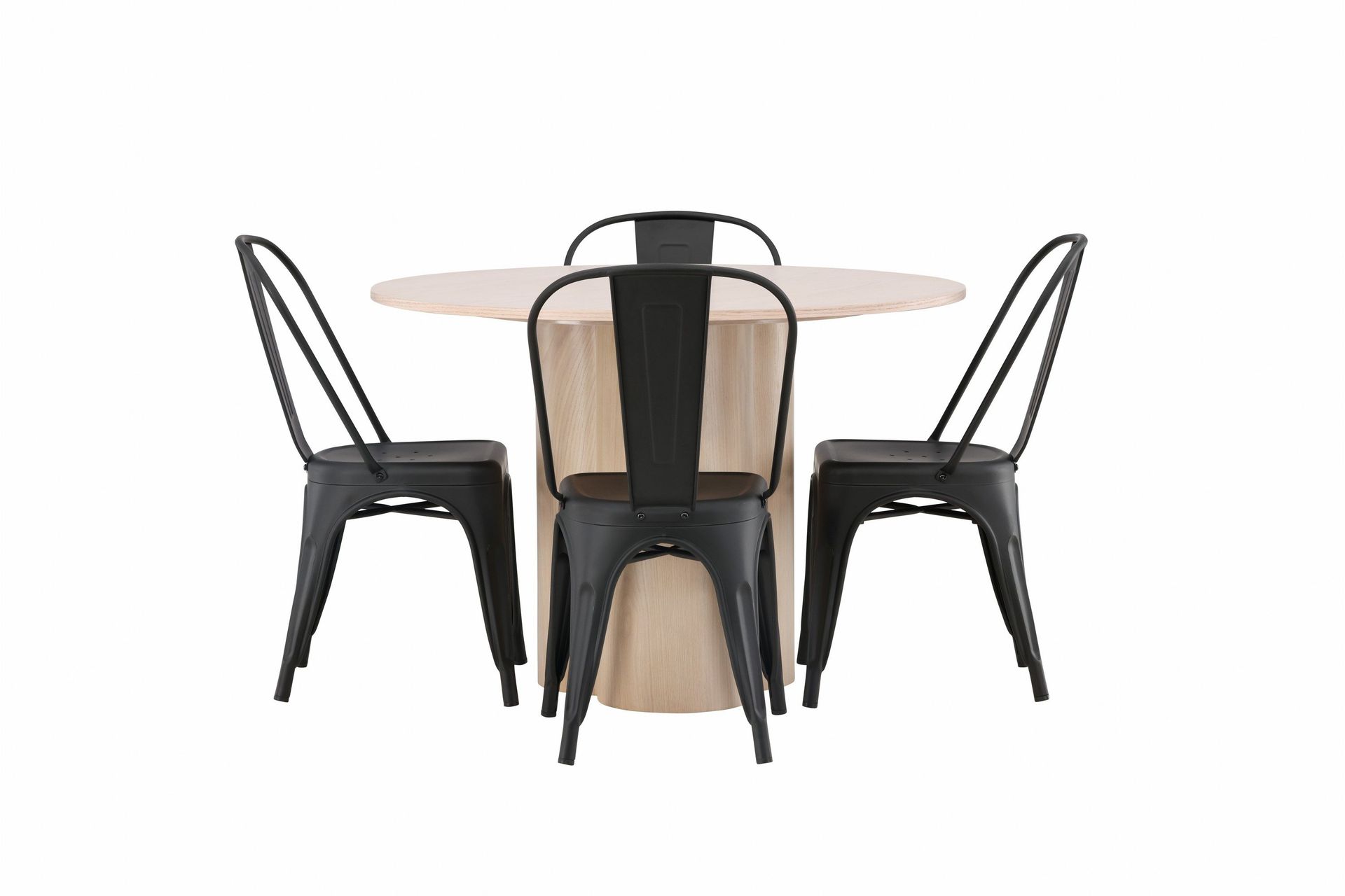 Olivia Matgrupp 110 cm Rund med 4 Tempe Stolar - Svart