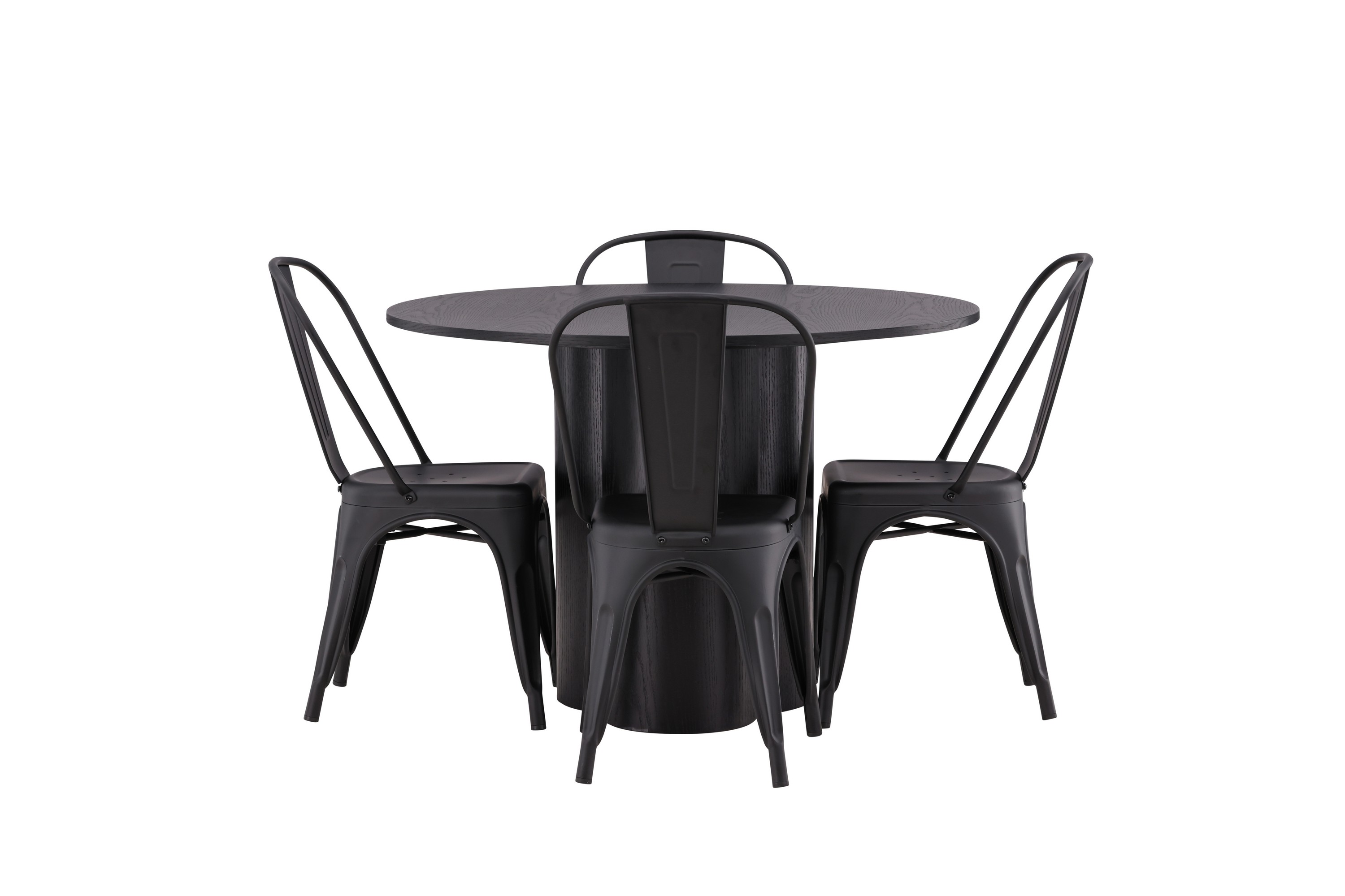 olivia matgrupp 110 cm rund med 4 tempe stolar - svart