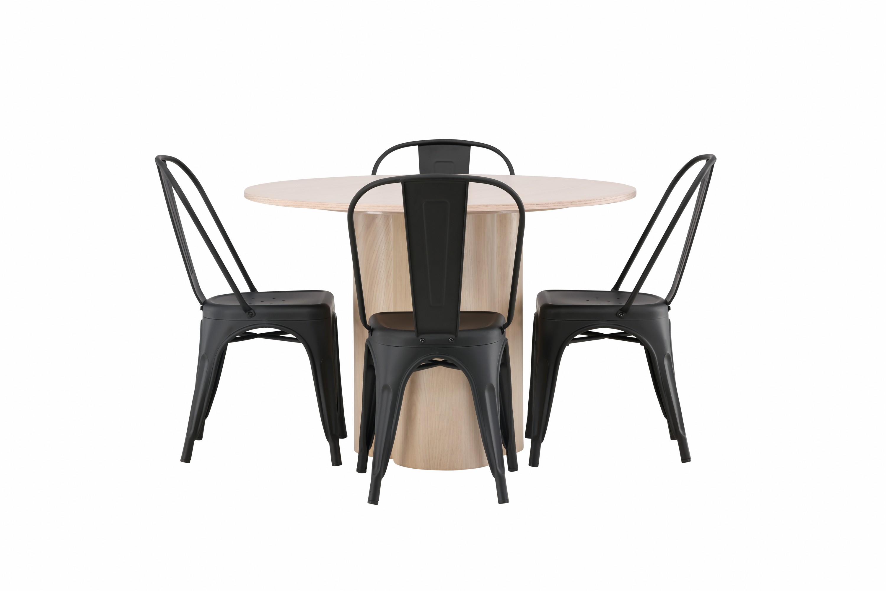 olivia matgrupp 110 cm rund med 4 tempe stolar - svart