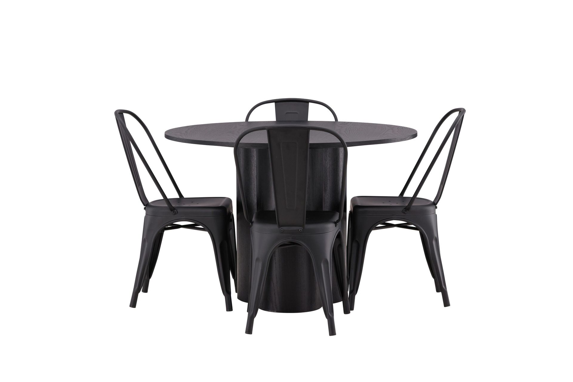Olivia Matgrupp 110 cm Rund med 4 Tempe Stolar - Svart