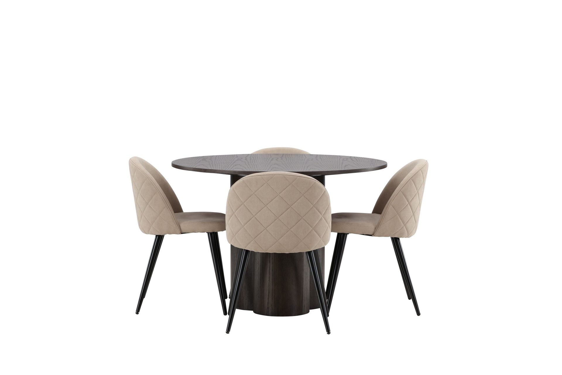 Olivia Matgrupp 110 cm Rund med 4 Velvet stolar - Beige