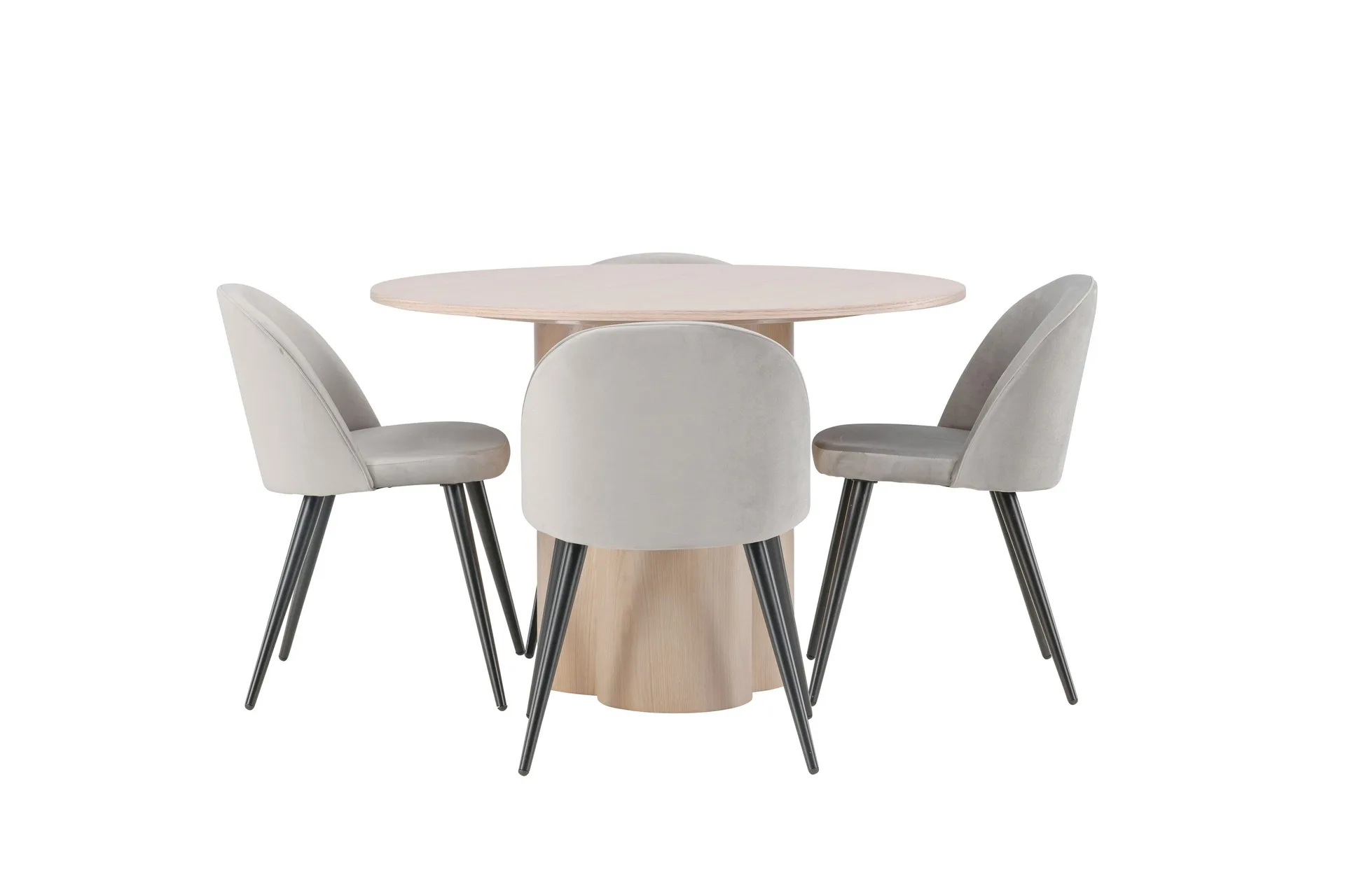 Olivia Matgrupp 110 cm Rund med 4 Velvet stolar - Whitewash