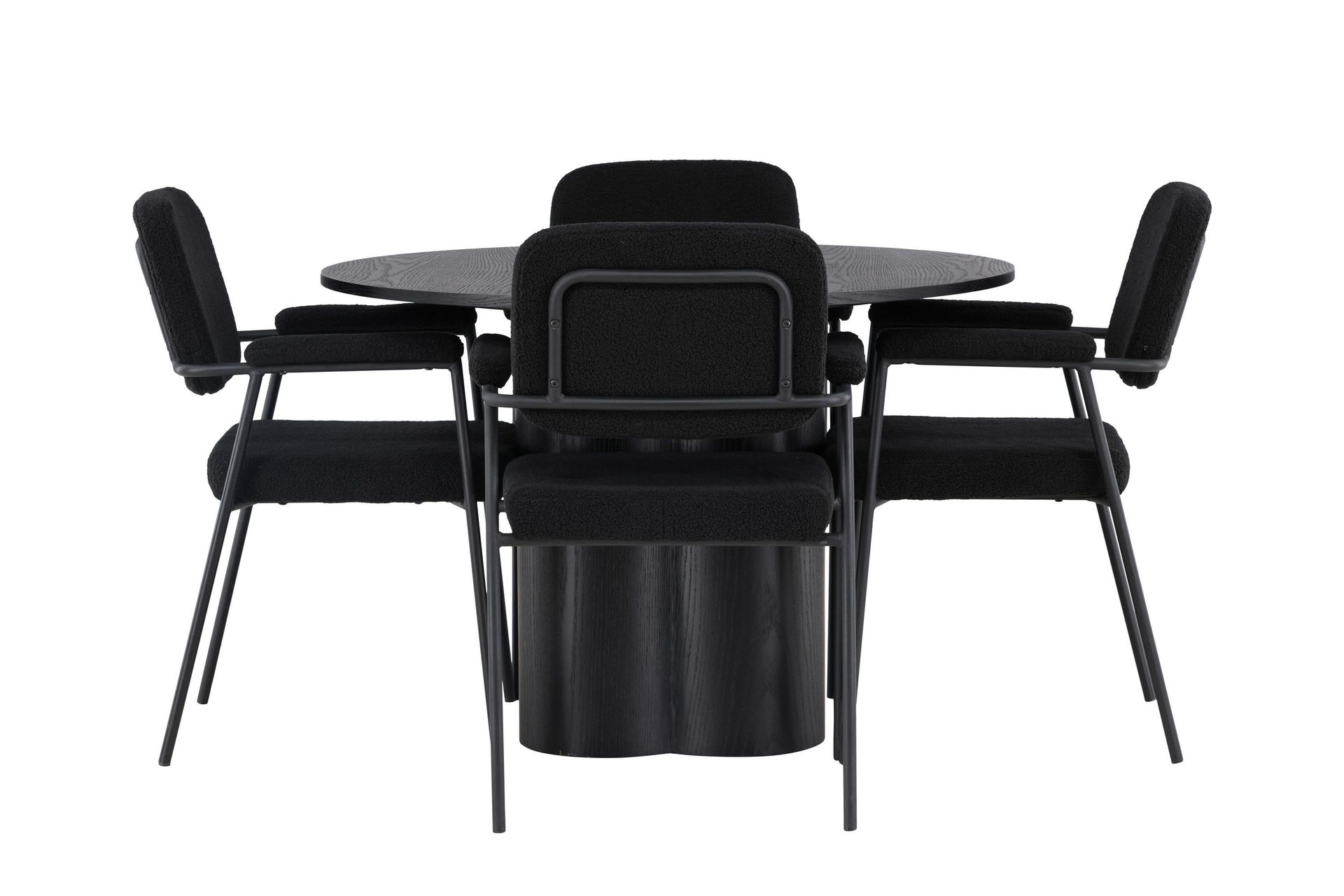 Olivia Matgrupp 110 cm Rund med 4 Yesterday Stolar - Svart