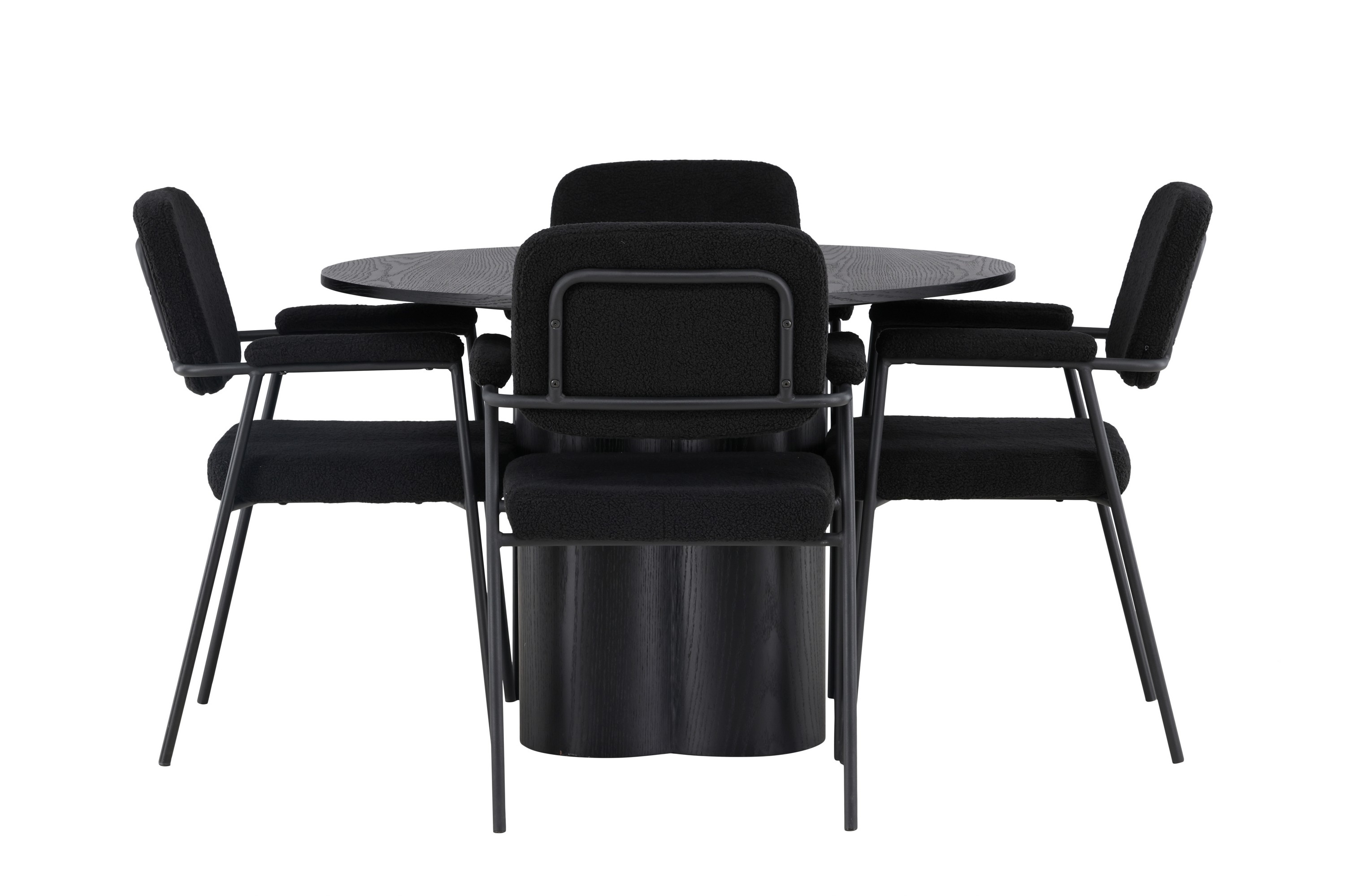 olivia matgrupp 110 cm rund med 4 yesterday stolar - svart