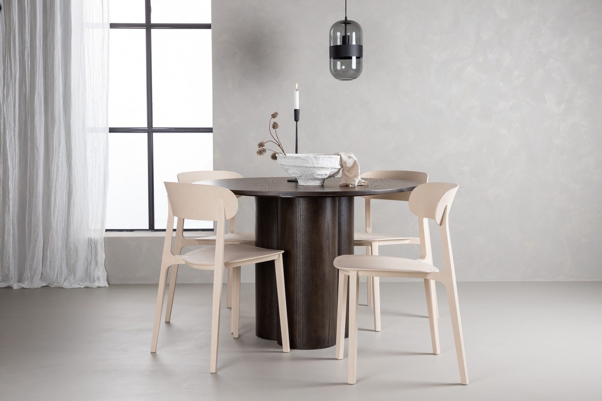 Olivia Matgrupp 110 cm Rund med 4 &Aring;stol stolar - Beige