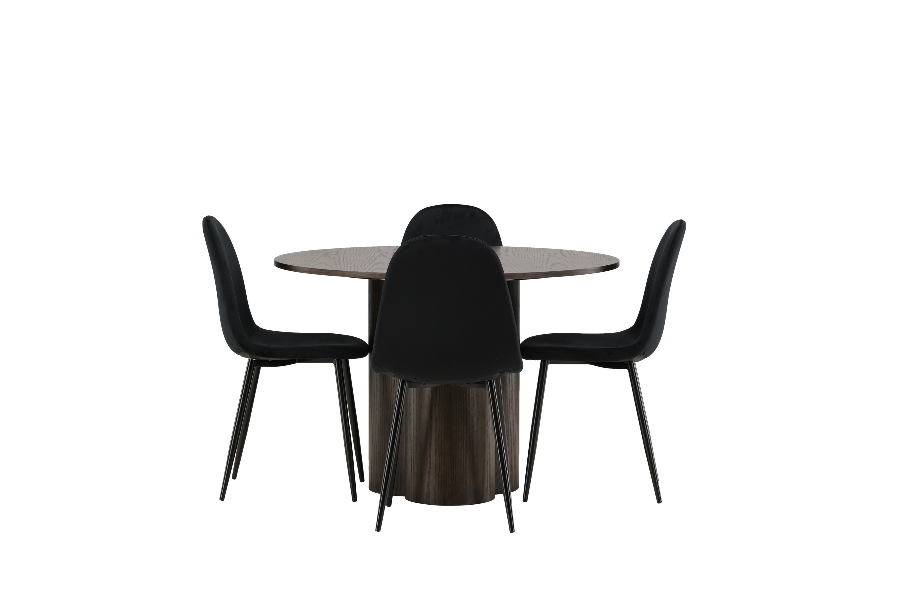 olivia matgrupp 110 cm rund med 4 polar stolar - svart