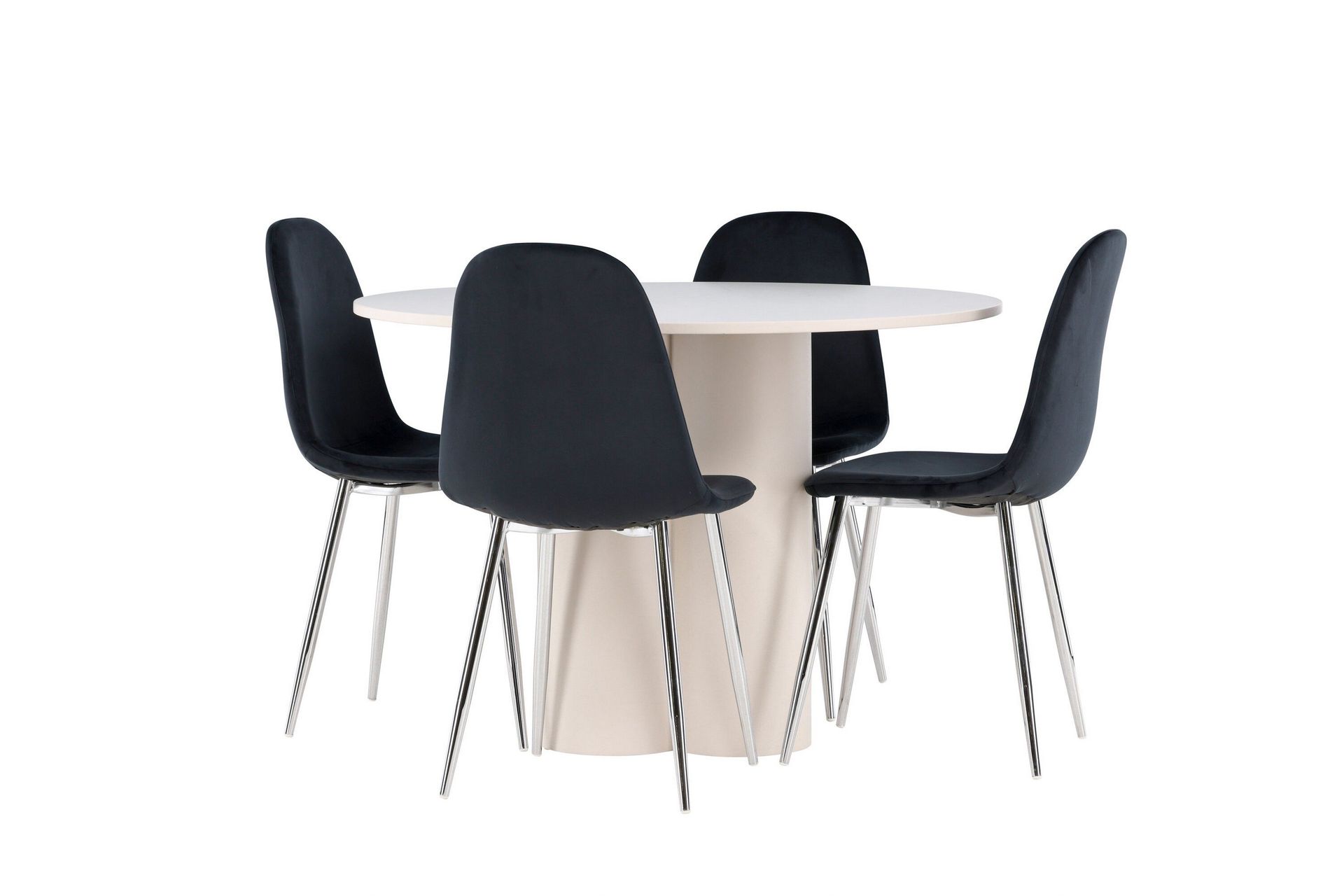 olivia matgrupp 110 cm rund med 4 polar stolar - beige/svart