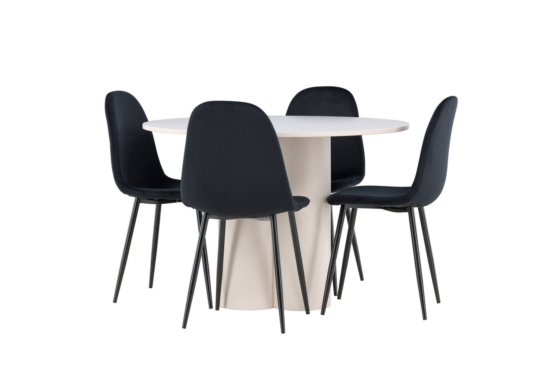Olivia Matgrupp 110 cm Rund med 4 Polar stolar - Beige/Svart