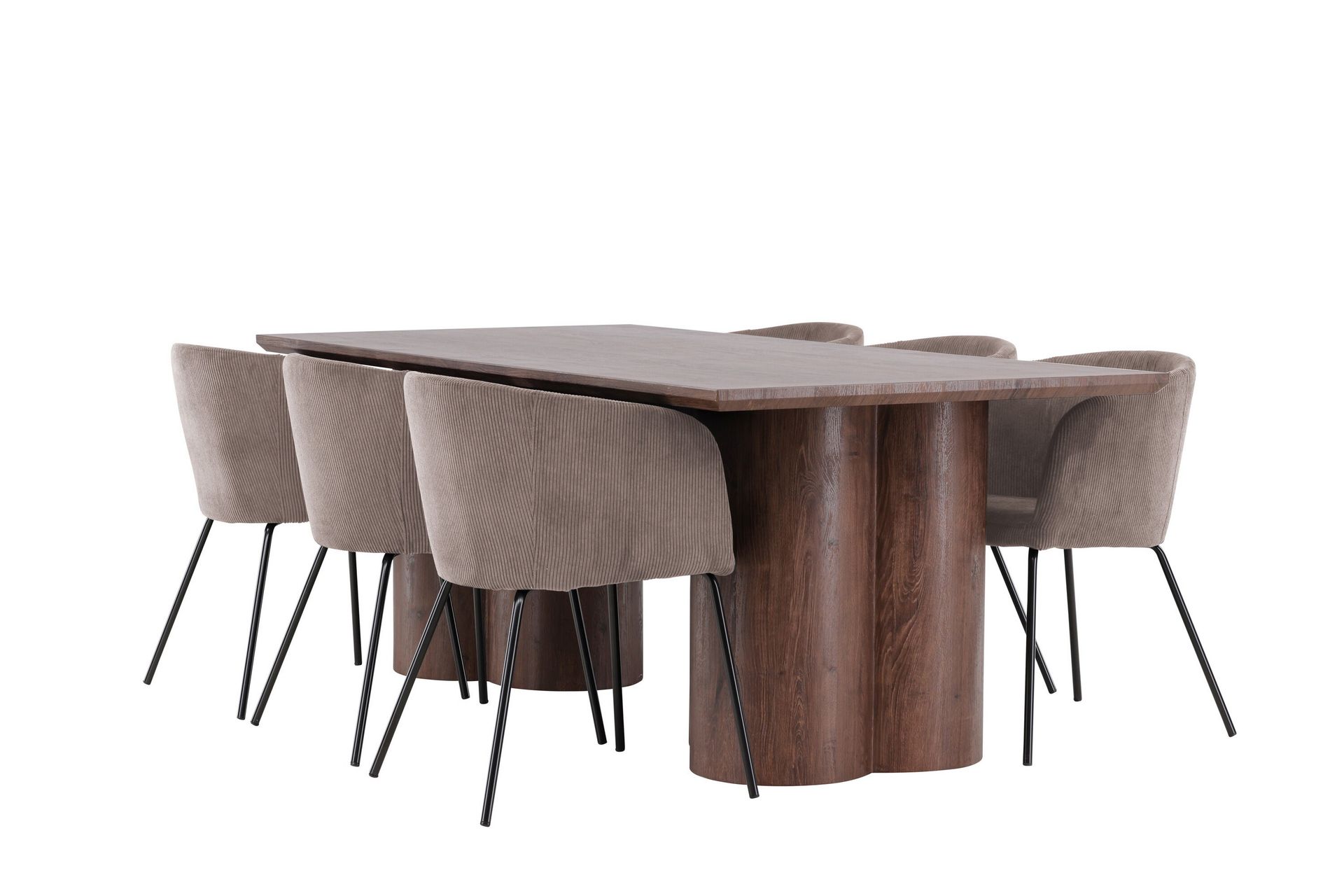 Olivia Matgrupp 210 cm Rektangul&auml;r med 6 Berit stolar - Mocca/Brun