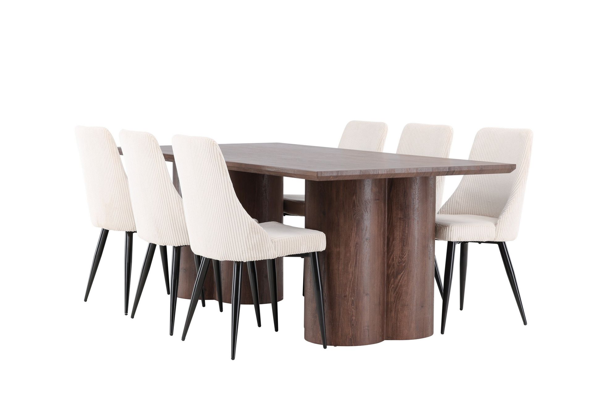 olivia matgrupp 210 cm rektangulär med 6 leone stolar - mocca/beige