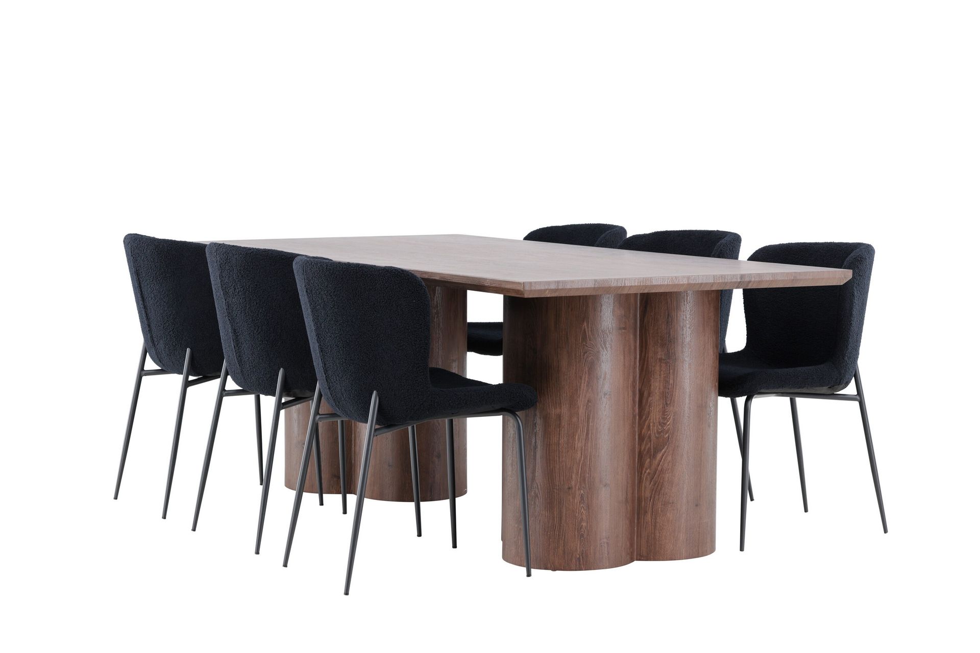 Olivia Matgrupp 210 cm Rektangul&auml;r med 6 Modesto stolar - Mocca/Svart