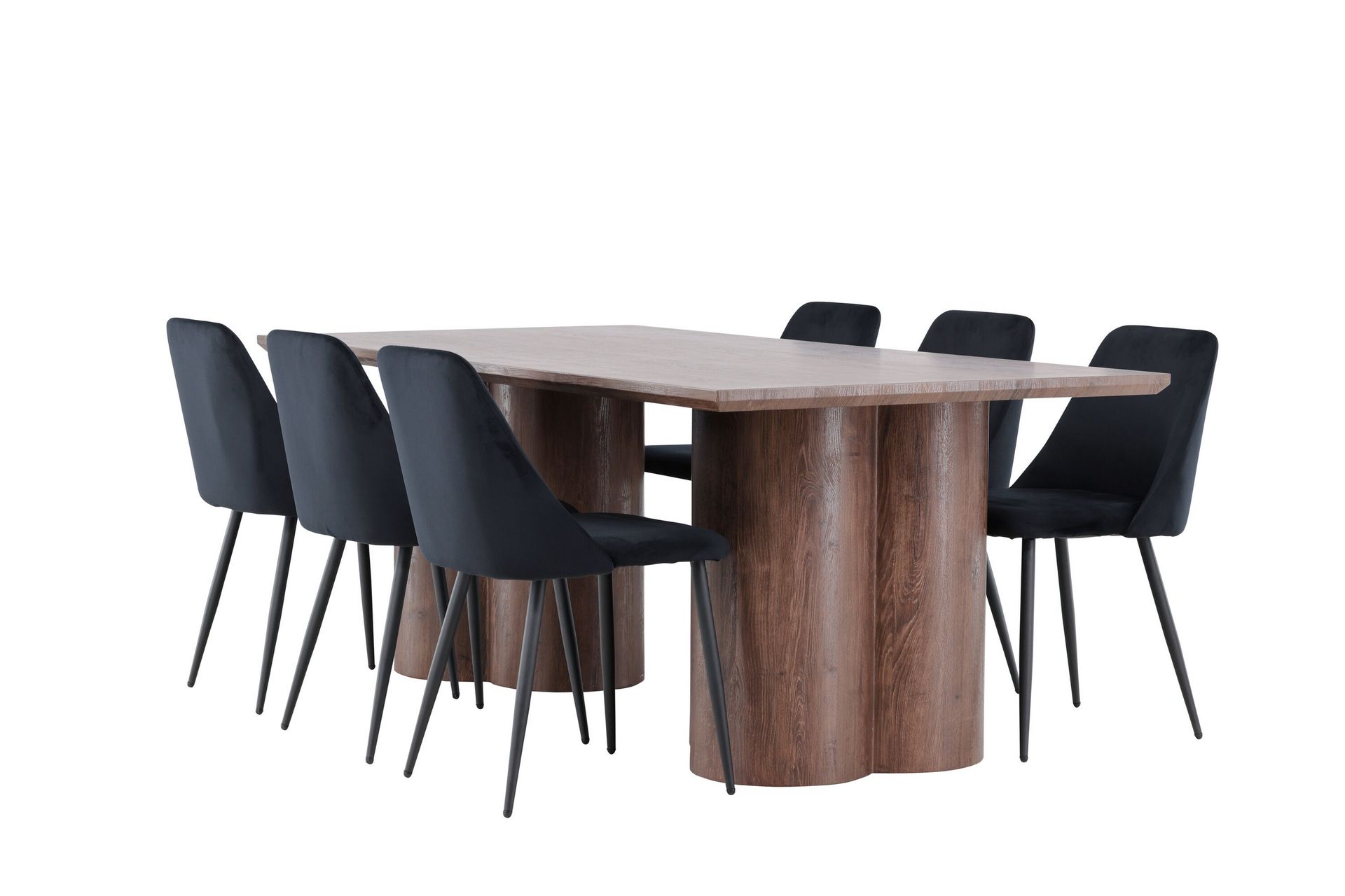 olivia matgrupp 210 cm rektangulär med 6 night stolar - mocca/svart