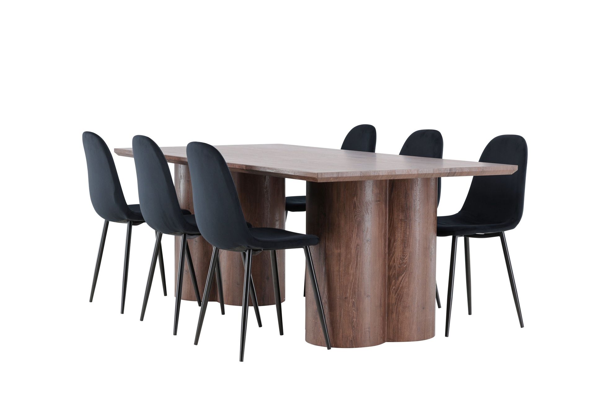 olivia matgrupp 210 cm rektangulär med 6 polar stolar - mocca/svart