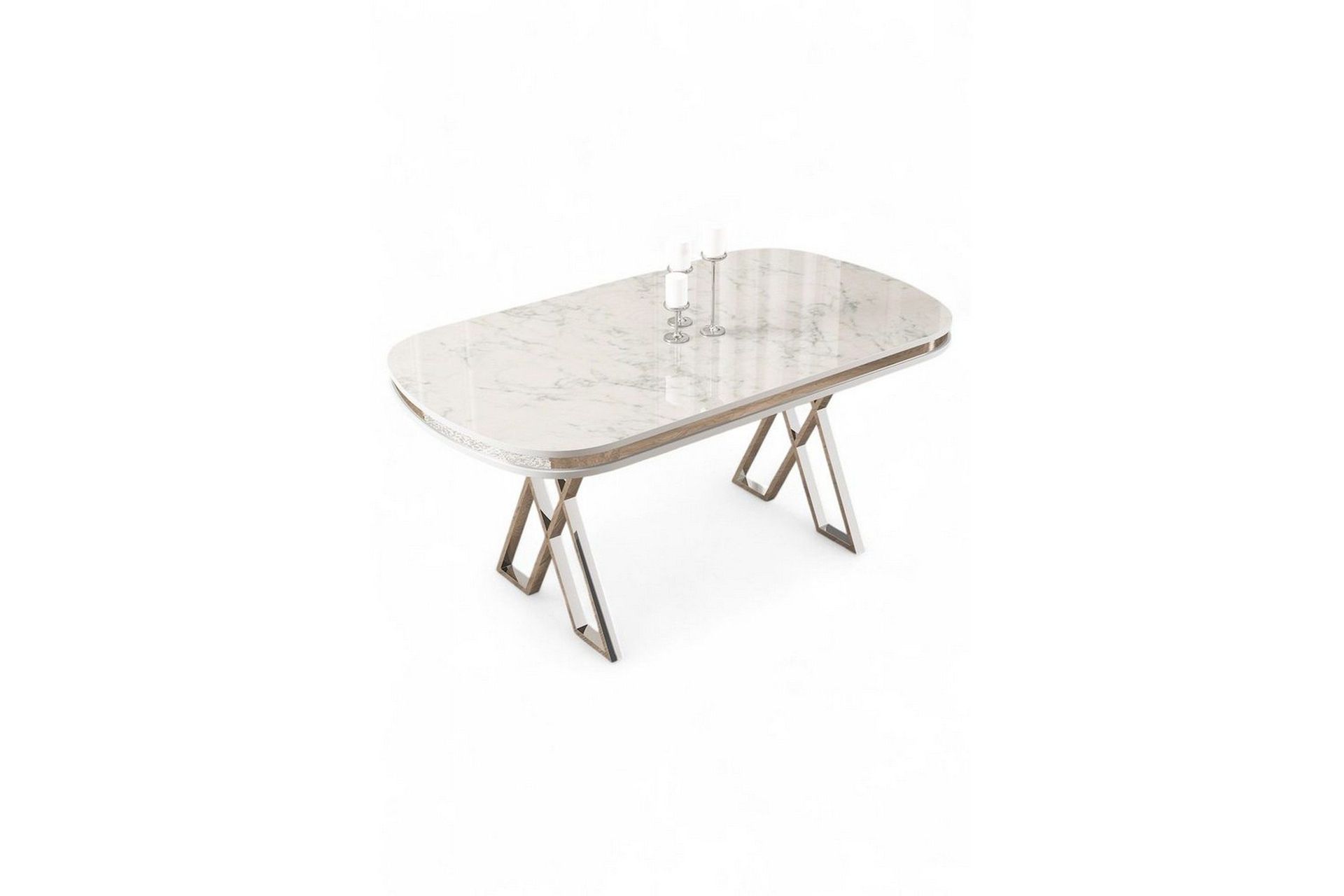 Omin Matbord 168 cm Rektangul&auml;r - Vit Marmor/Krom