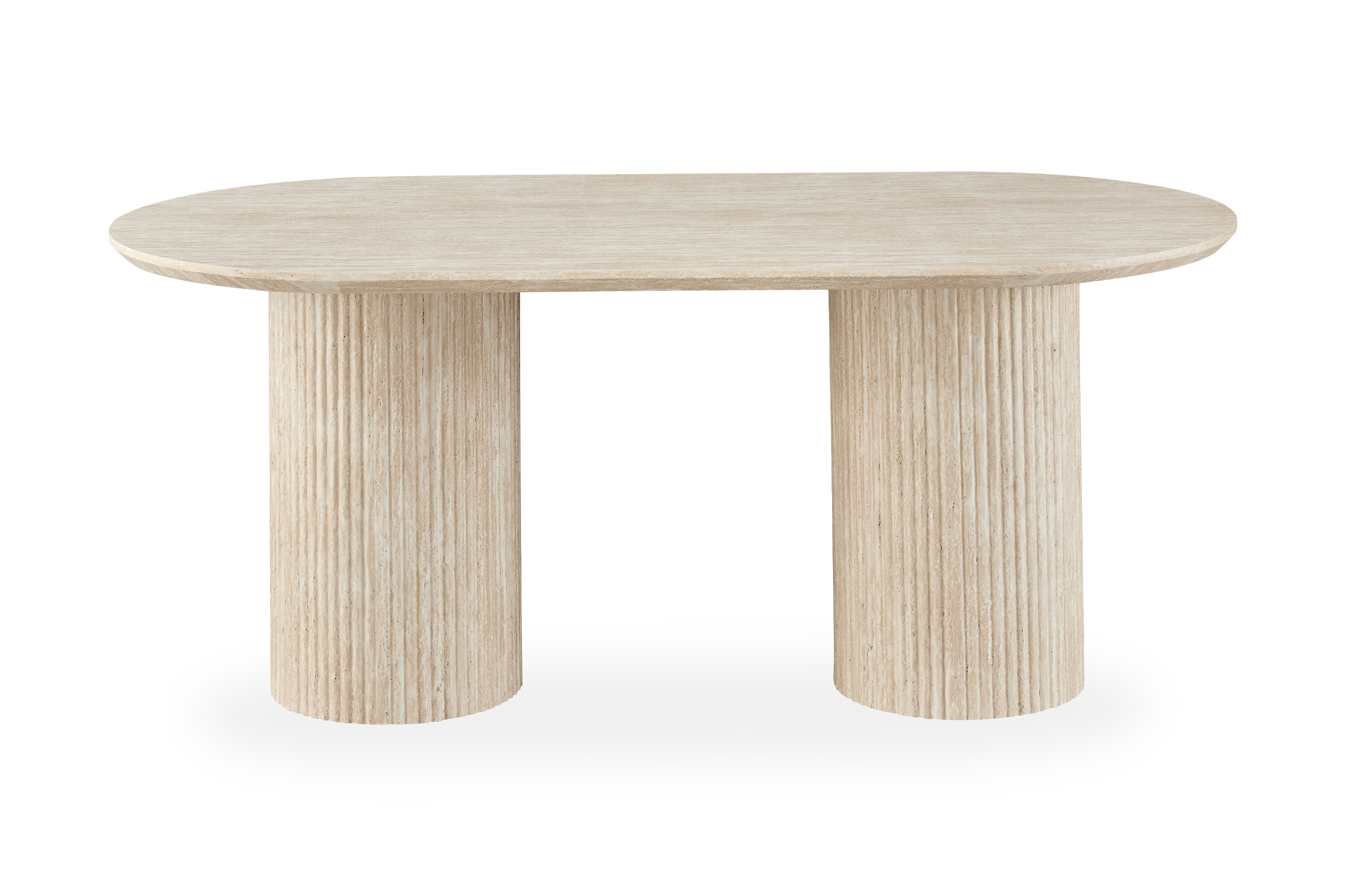Ovalt Matbord Uppveda 180x90 cm Travertin Utseende Beige