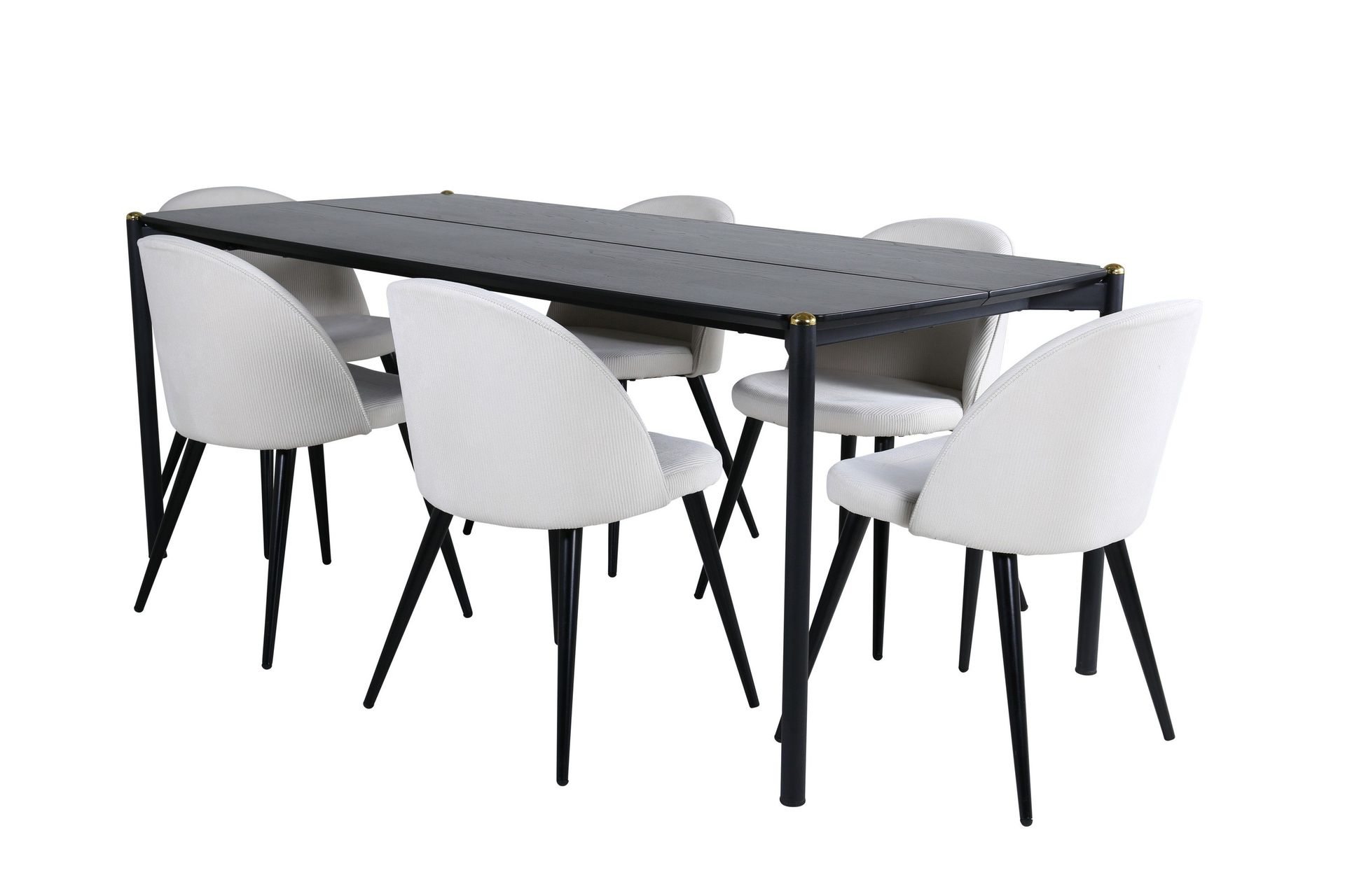 Pelle Matgrupp 190 cm Rektangul&auml;r med 6 Velvet stolar - Beige