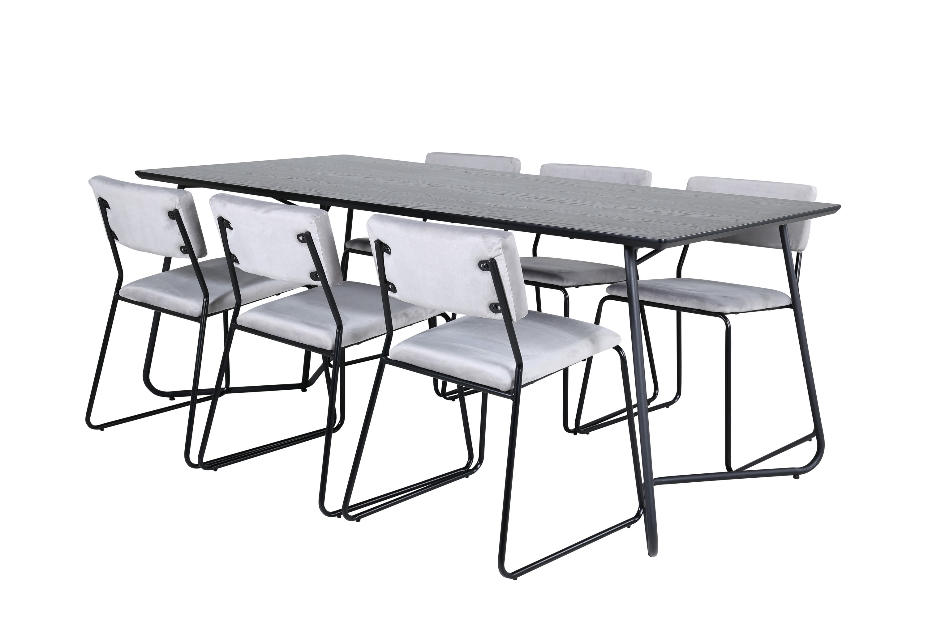 petra matgrupp 190 cm rektangulär med 6 kenth stolar - svart