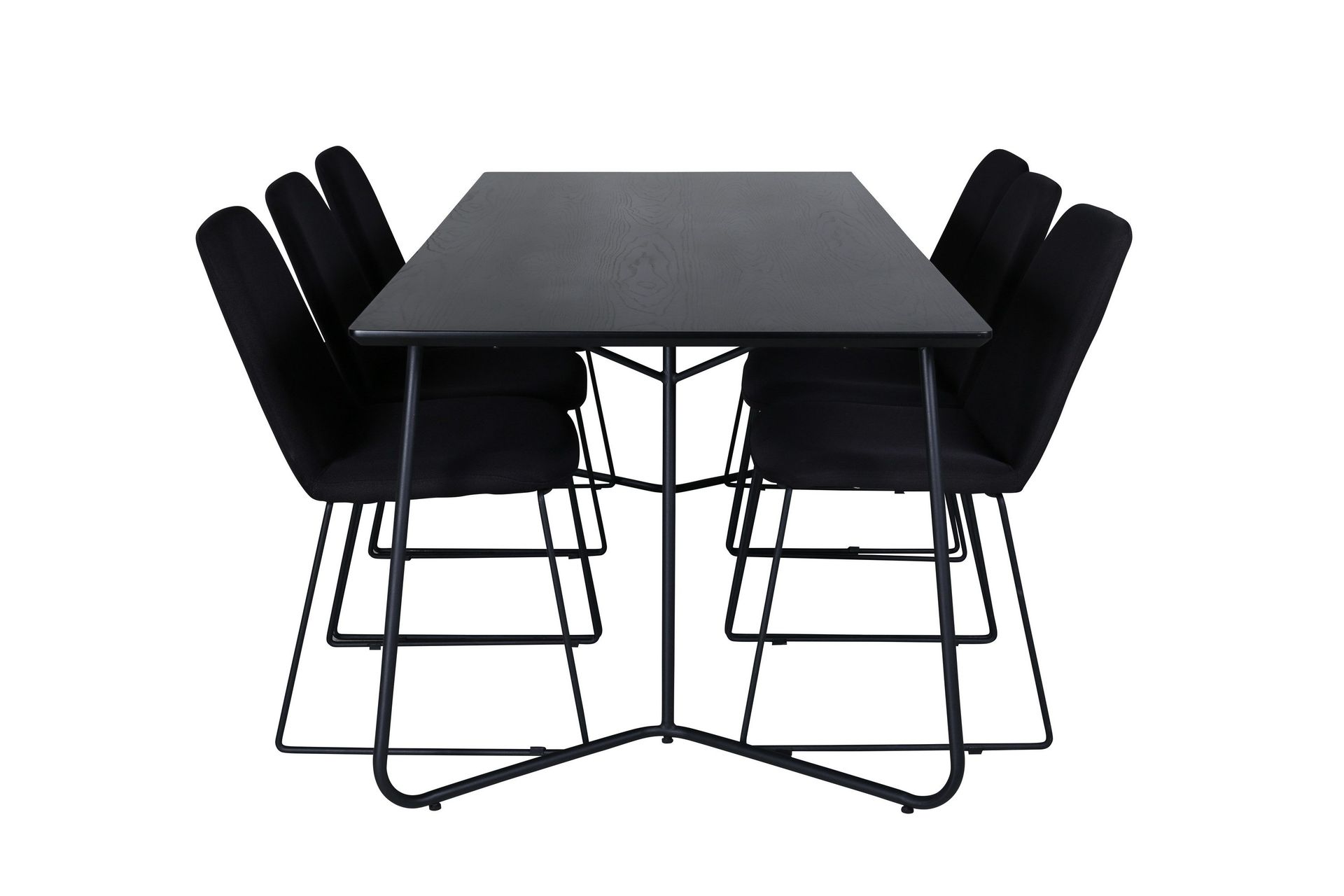petra matgrupp 190 cm rektangulär med 6 muce stolar - svart