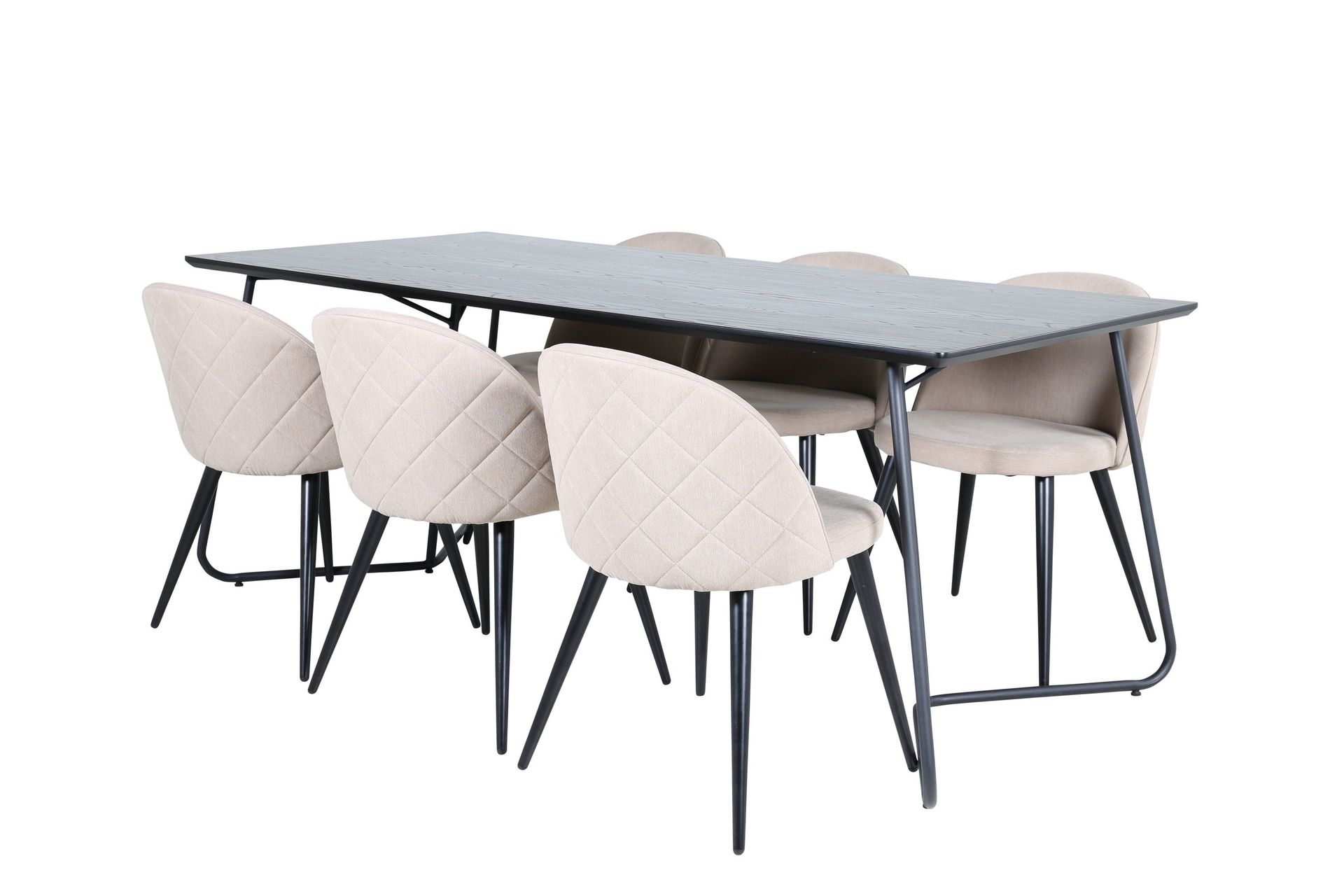 Petra Matgrupp 190 cm Rektangul&auml;r med 6 Velvet stolar - Beige