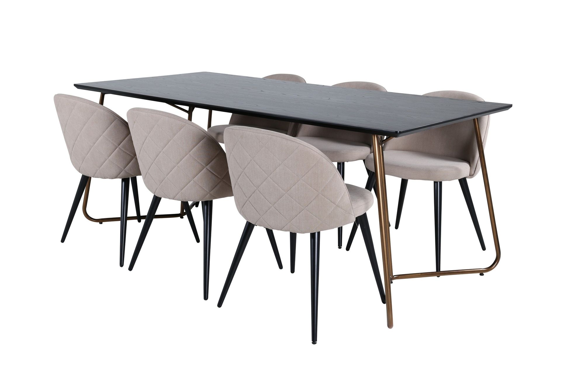 Petra Matgrupp 190 cm Rektangulär med 6 Velvet stolar - Beige
