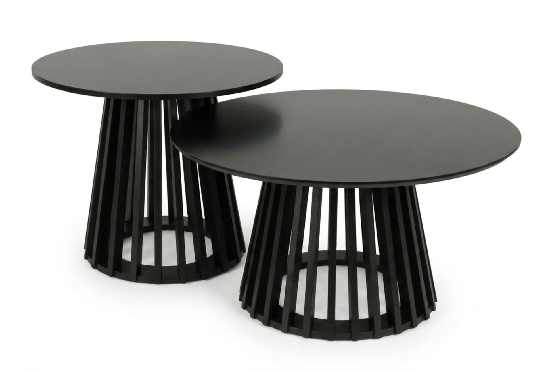 Peyra Soffbord Satsbord Runt 86/60 cm Fan&eacute;r - Svart