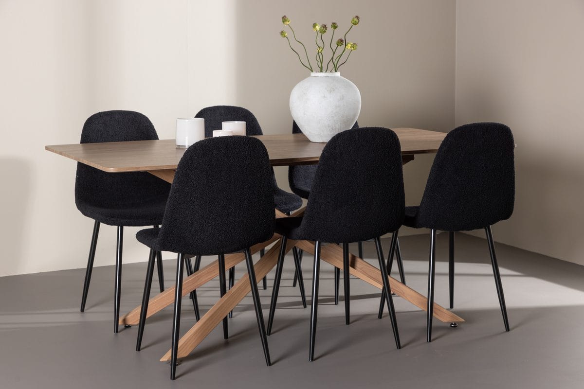 Piazza Matbord 180x90 cm med 6 Polar Matstol -