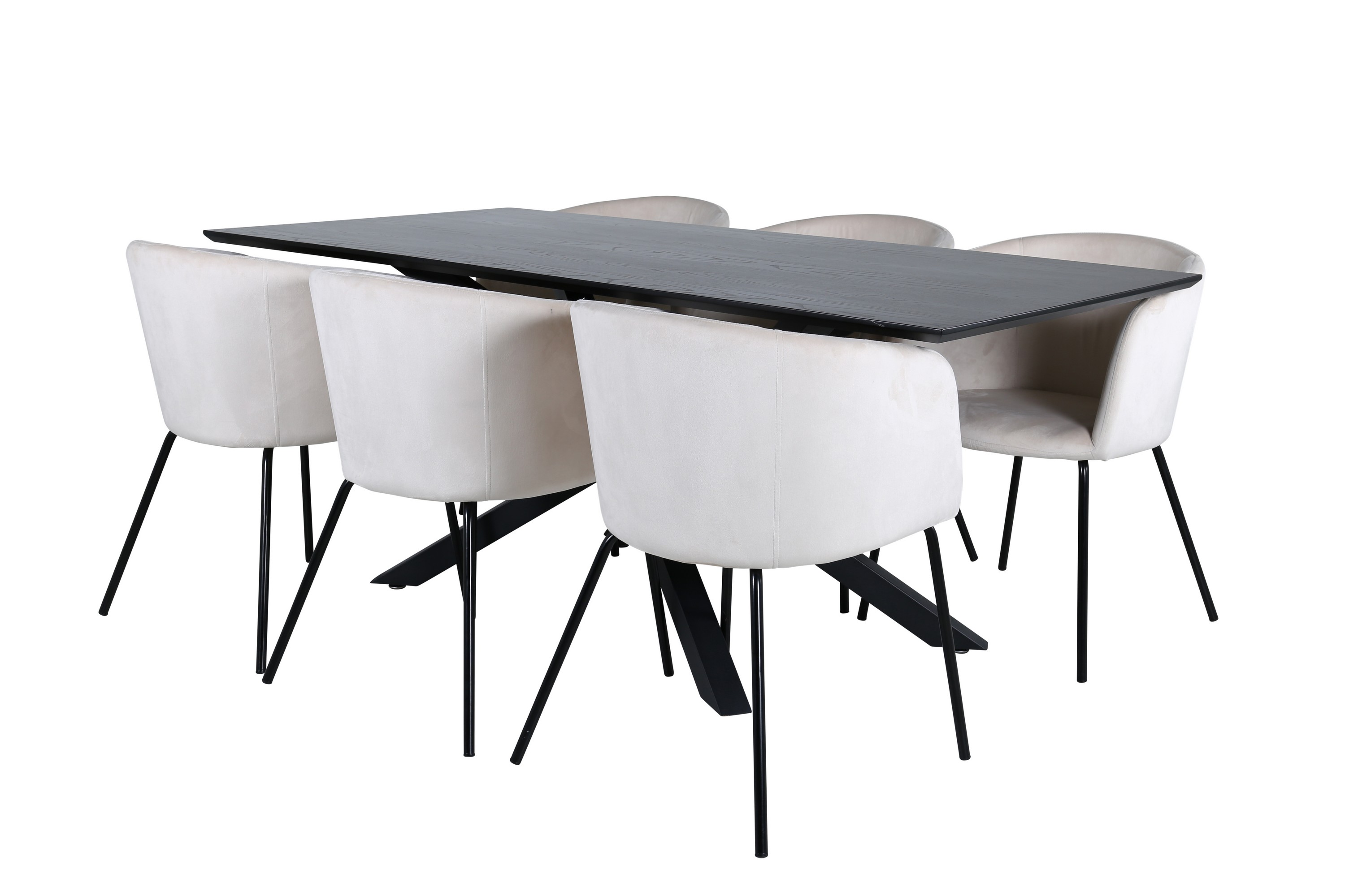 piazza matgrupp 180 cm rektangulär med 6 berit stolar - beige