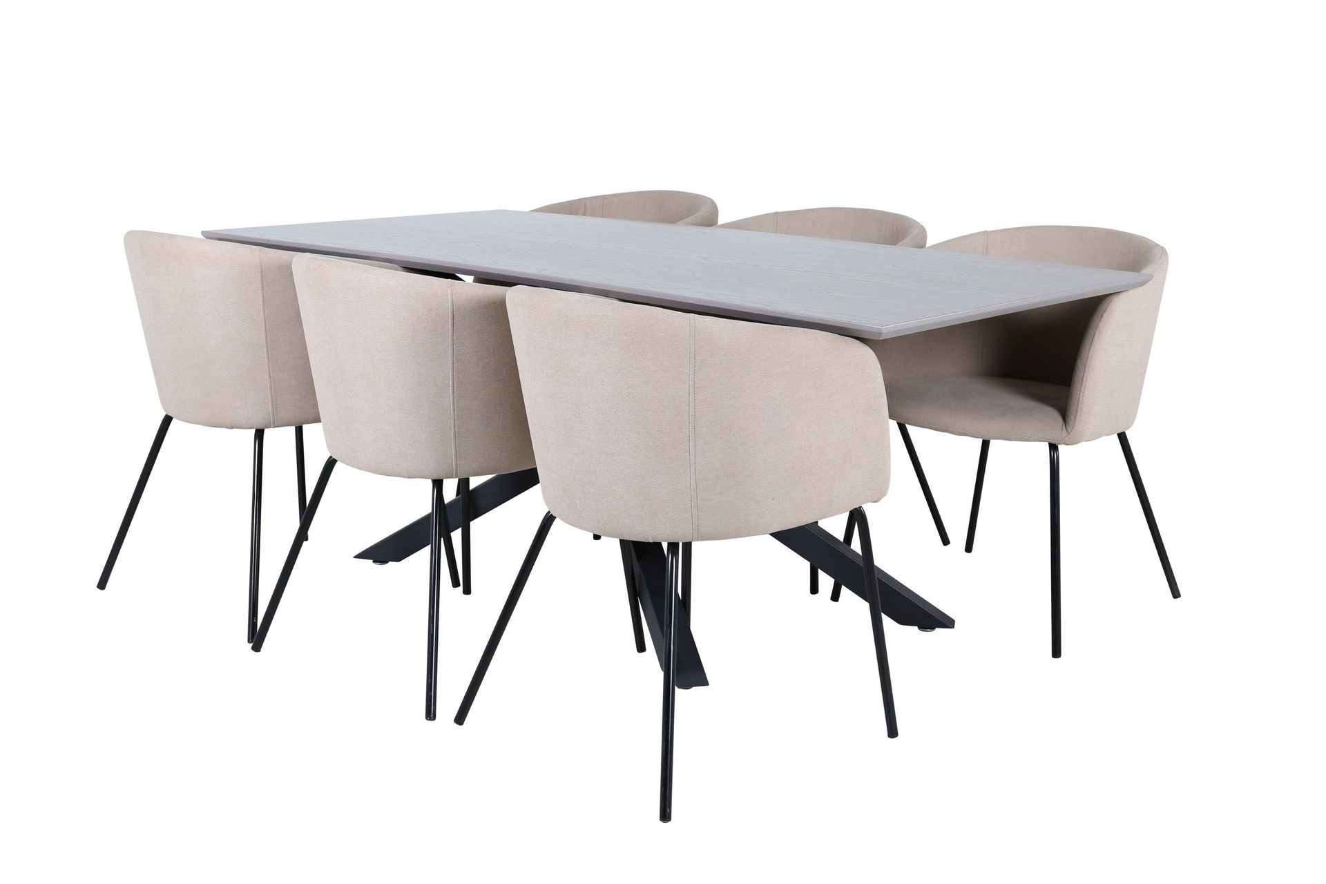 Piazza Matgrupp 180 cm Rektangul&auml;r med 6 Berit stolar - Beige