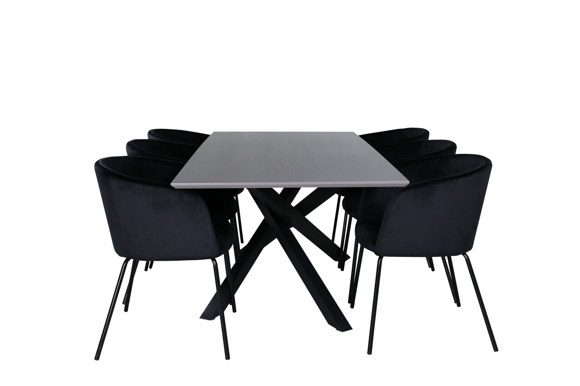 Piazza Matgrupp 180 cm Rektangul&auml;r med 6 Berit stolar - Svart