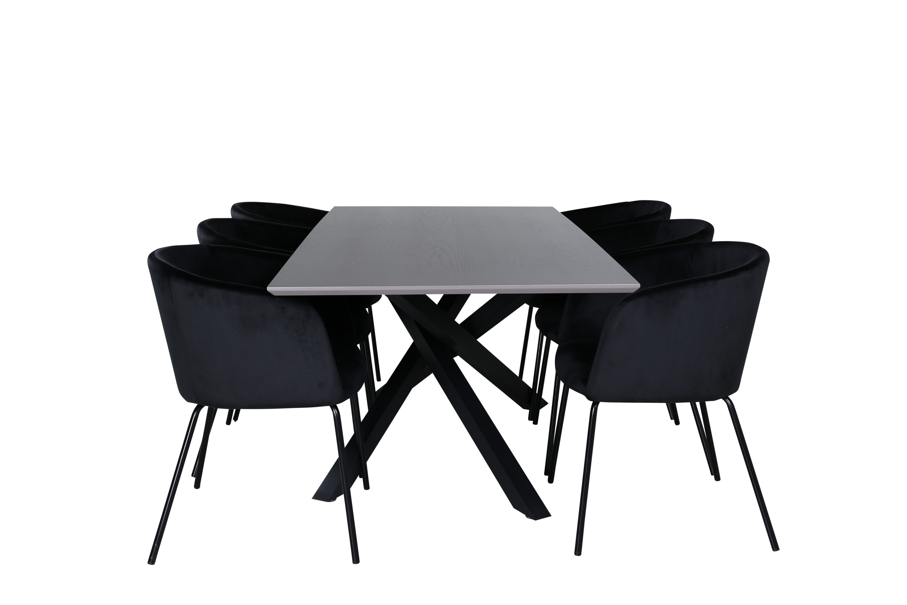 Piazza Matgrupp 180 cm Rektangulär med 6 Berit stolar Svart