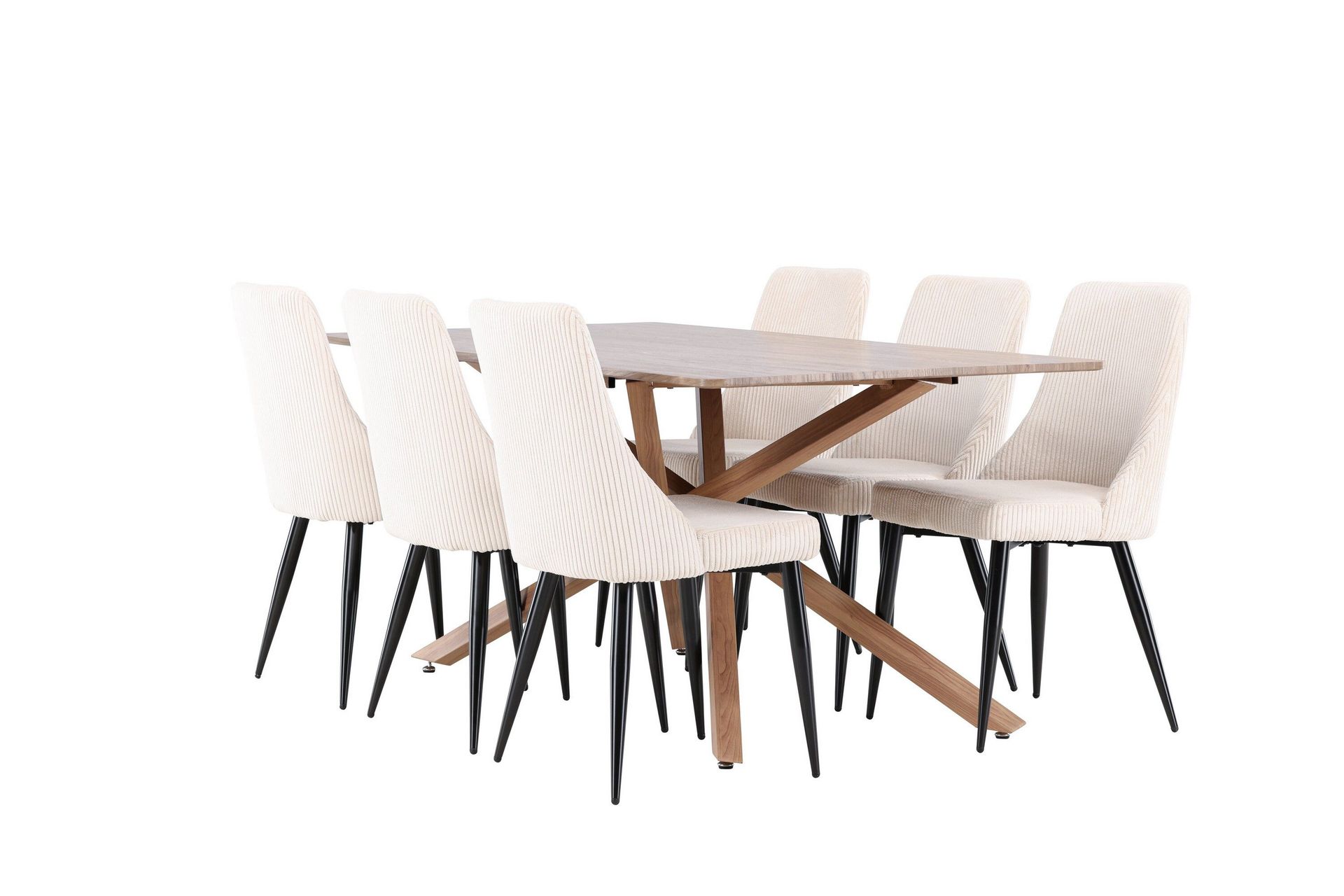 Piazza Matgrupp 180 cm Rektangul&auml;r med 6 Leone stolar - Mocca/Beige