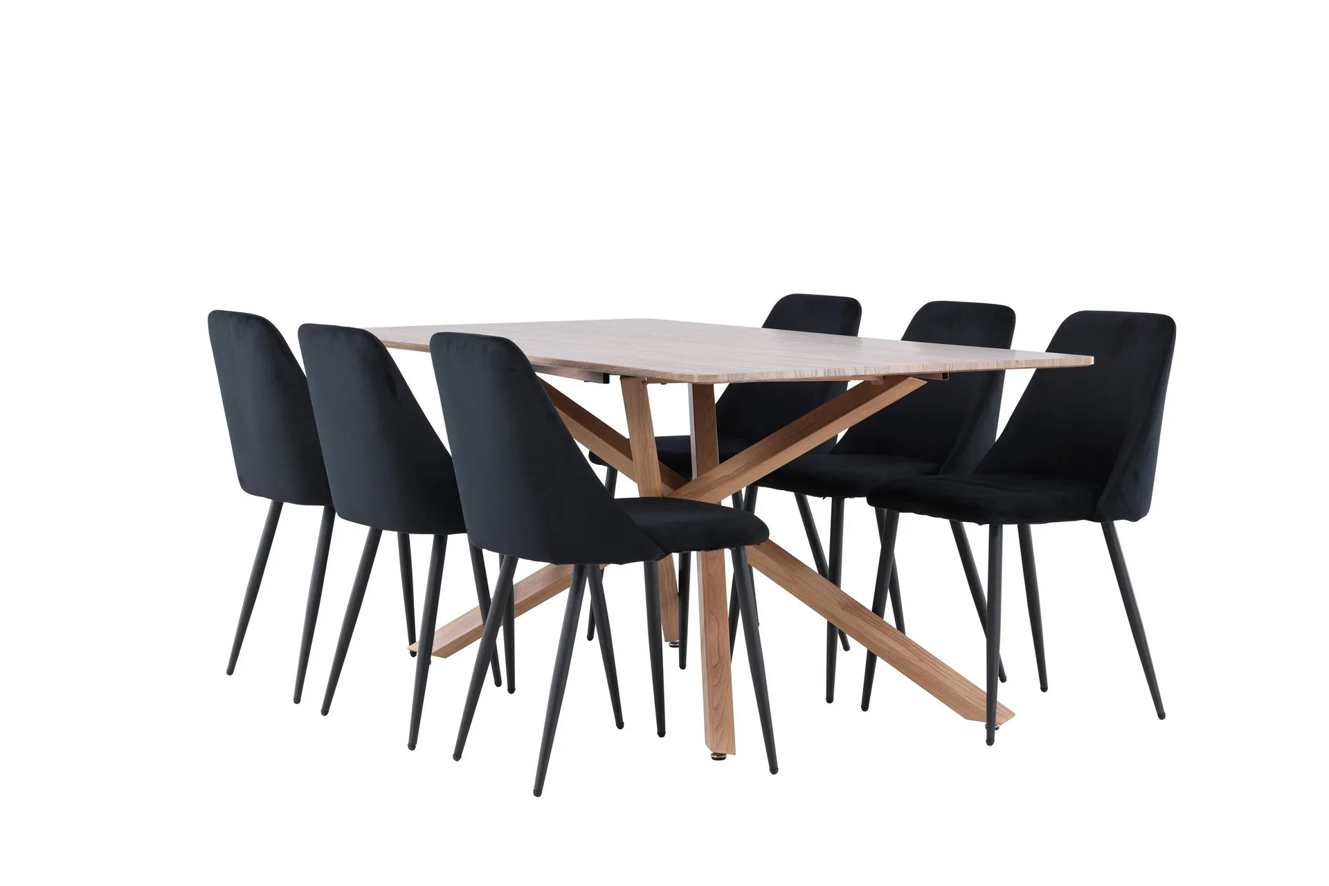 Piazza Matgrupp 180 cm Rektangul&auml;r med 6 Night stolar - Mocca/Svart