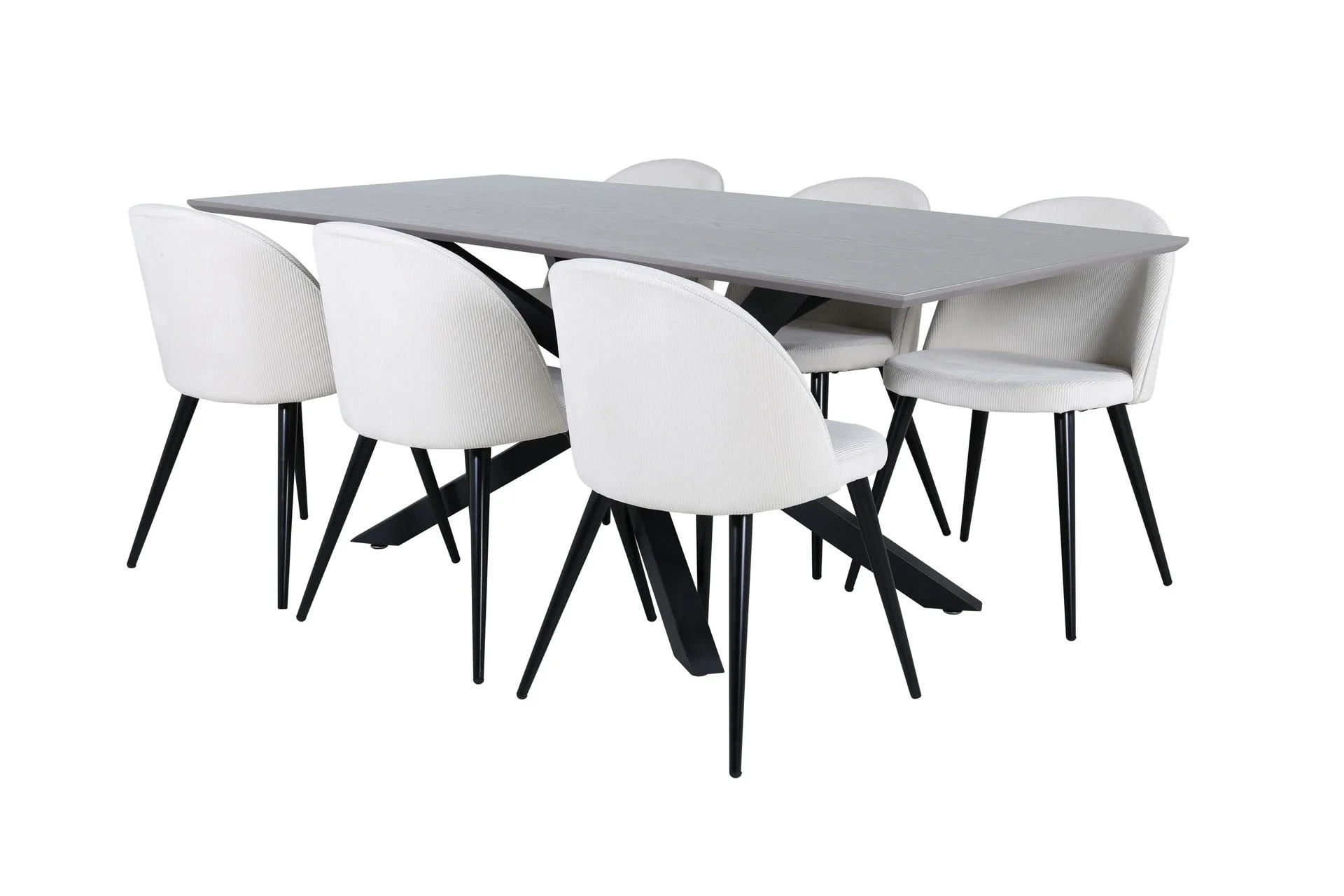 Piazza Matgrupp 180 cm Rektangul&auml;r med 6 Velvet stolar - Beige