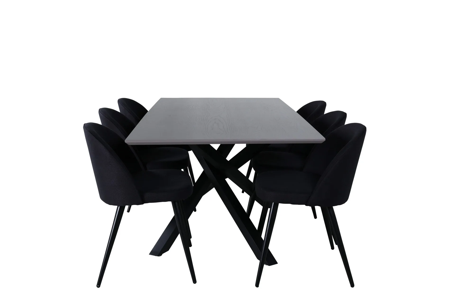 Piazza Matgrupp 180 cm Rektangulär med 6 Velvet stolar - Svart