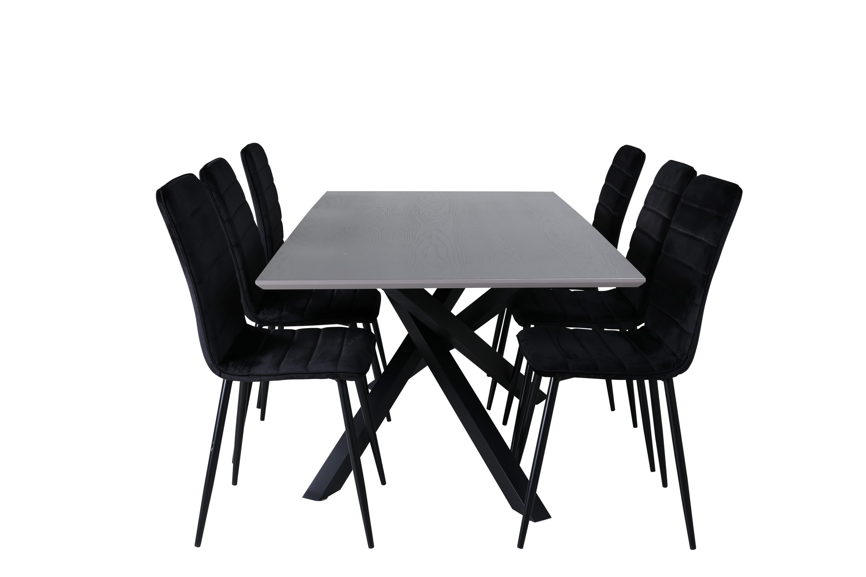 piazza matgrupp 180 cm rektangulär med 6 windu stolar - svart