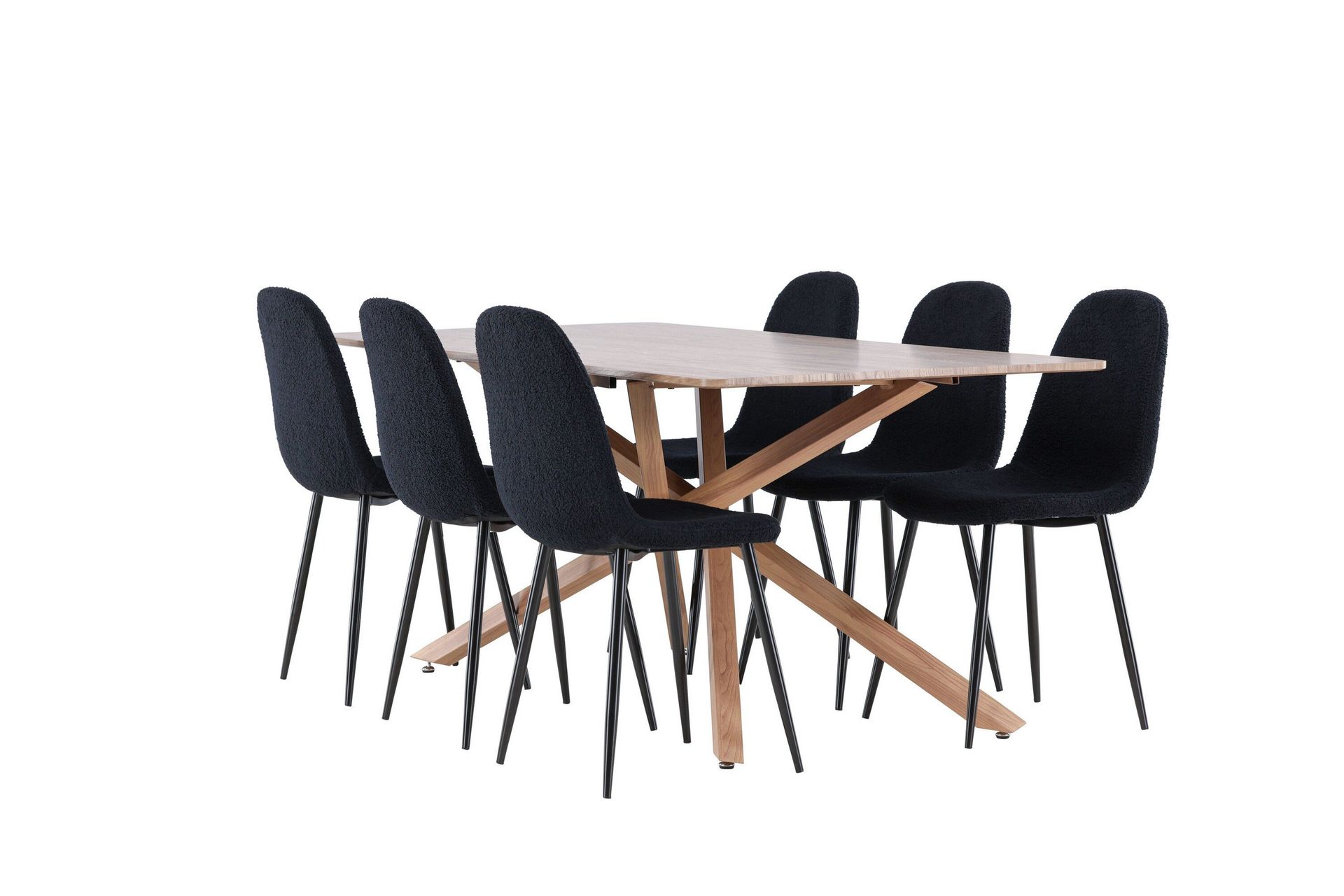 Piazza Matgrupp 180 cm Rektangul&auml;r med 6 Polar stolar - Mocca/Svart