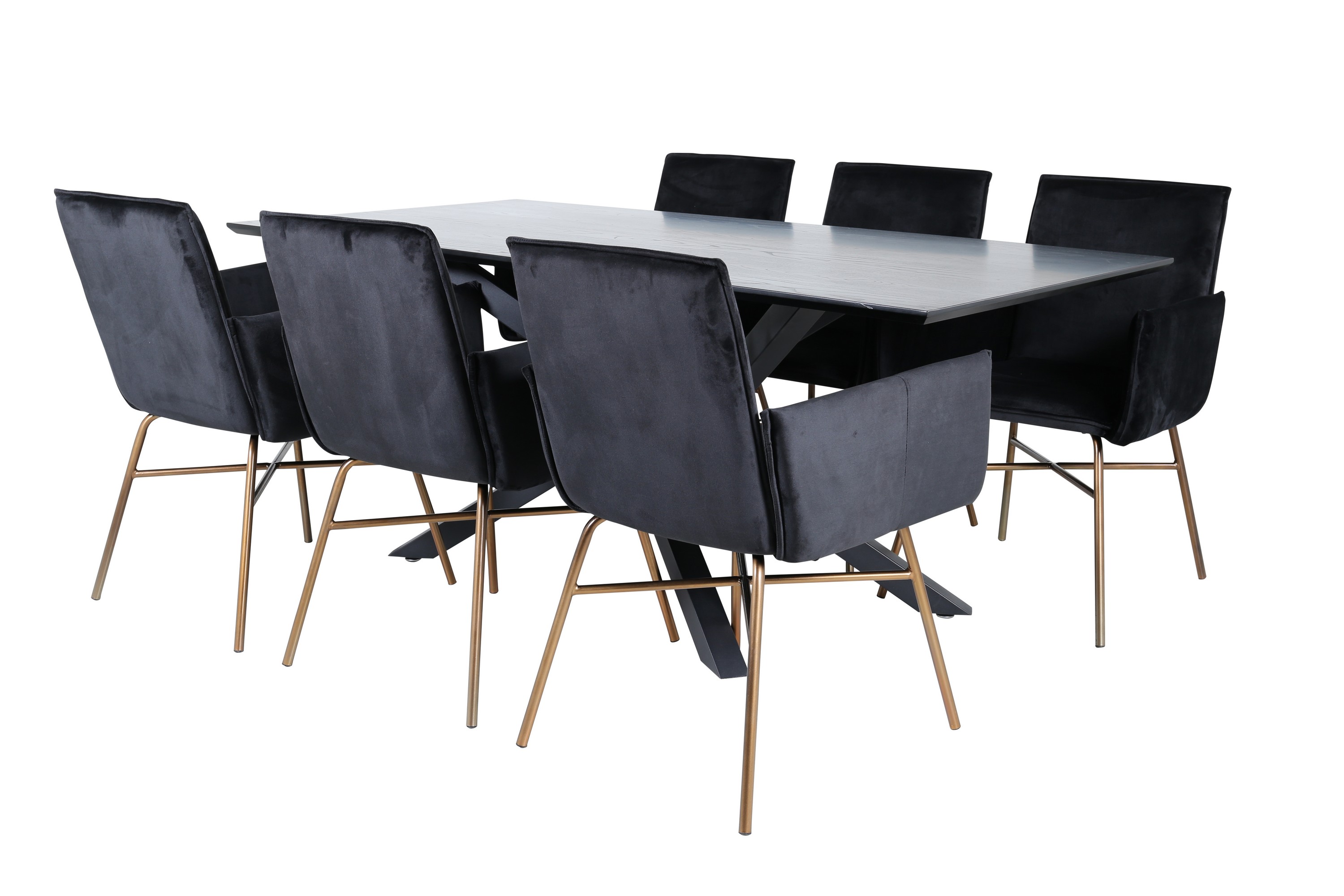 piazza matgrupp 180 cm rektangulär med 6 petra stolar - svart