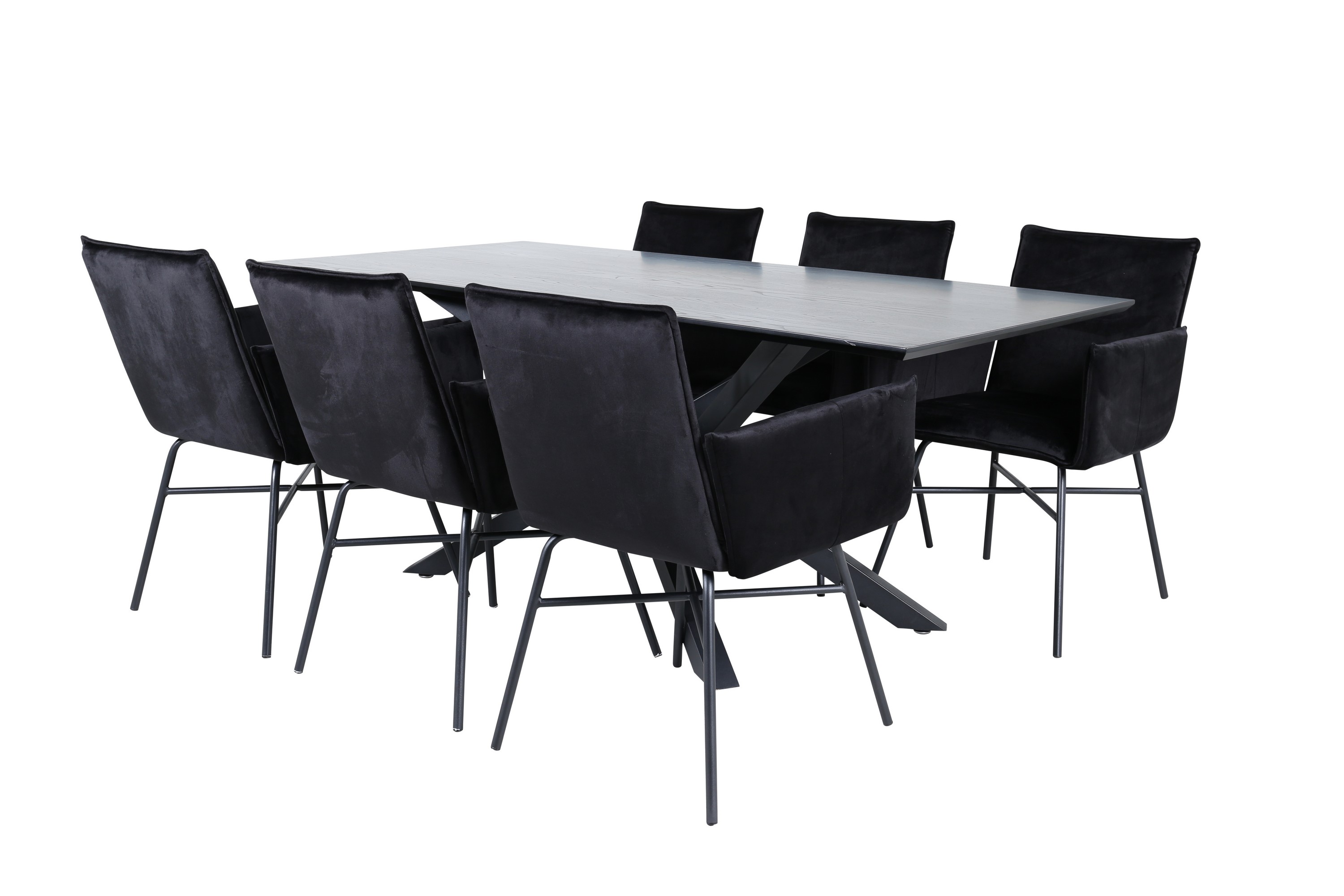 piazza matgrupp 180 cm rektangulär med 6 petra stolar - svart