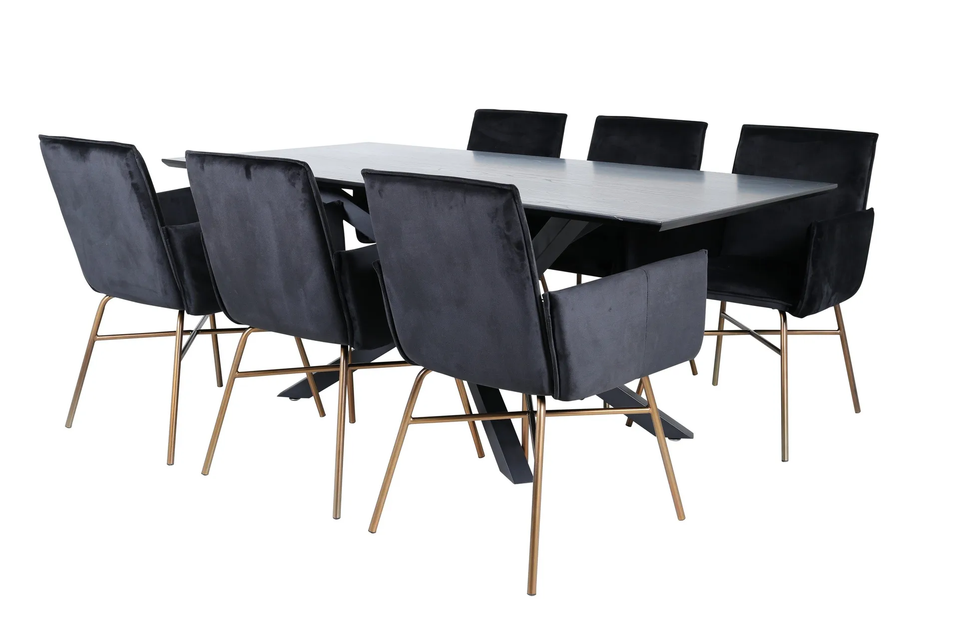 Piazza Matgrupp 180 cm Rektangul&auml;r med 6 Petra stolar - Svart