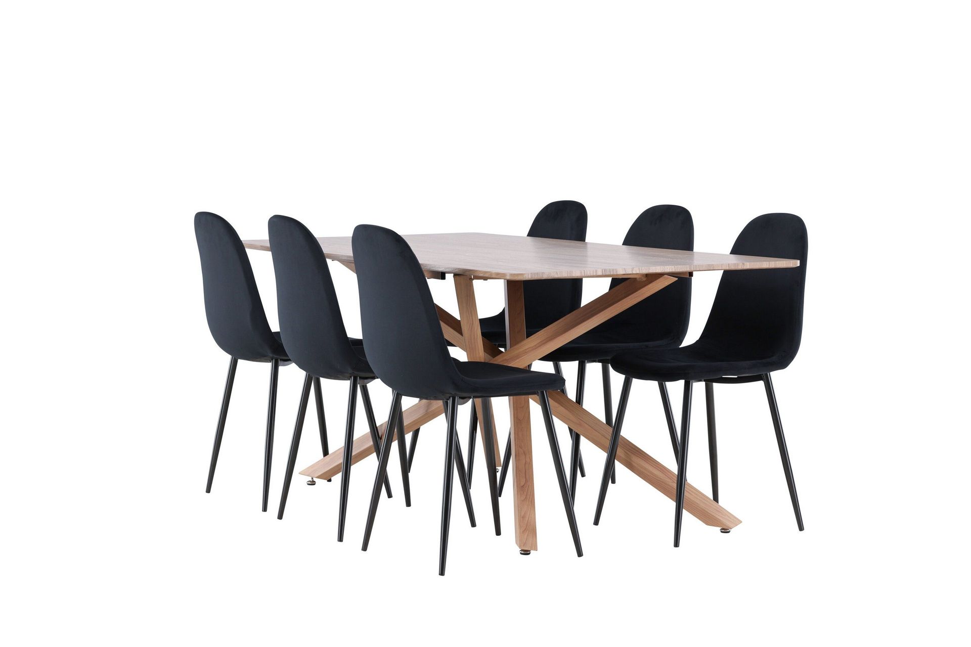 Piazza Matgrupp 180 cm Rektangul&auml;r med 6 Polar stolar - Mocca/Svart