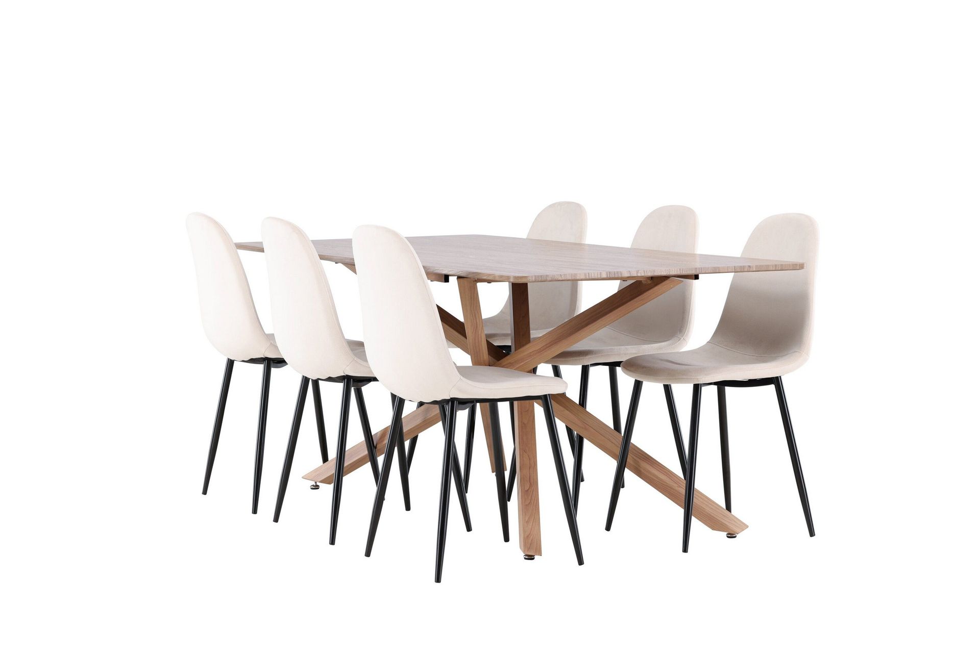 Piazza Matgrupp 180 cm Rektangul&auml;r med 6 Polar stolar - Mocca/Beige