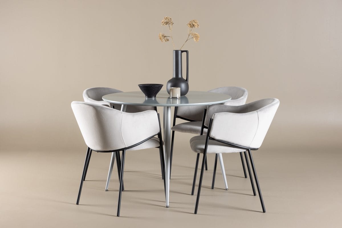 Plaza Matbord 100 cm med 4 Evelina Karmstol -