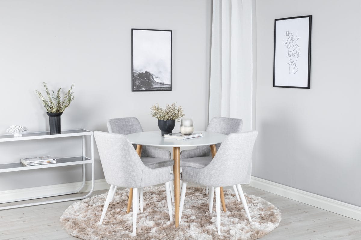 Plaza Matbord 100 cm med 4 Plaza Matstol -