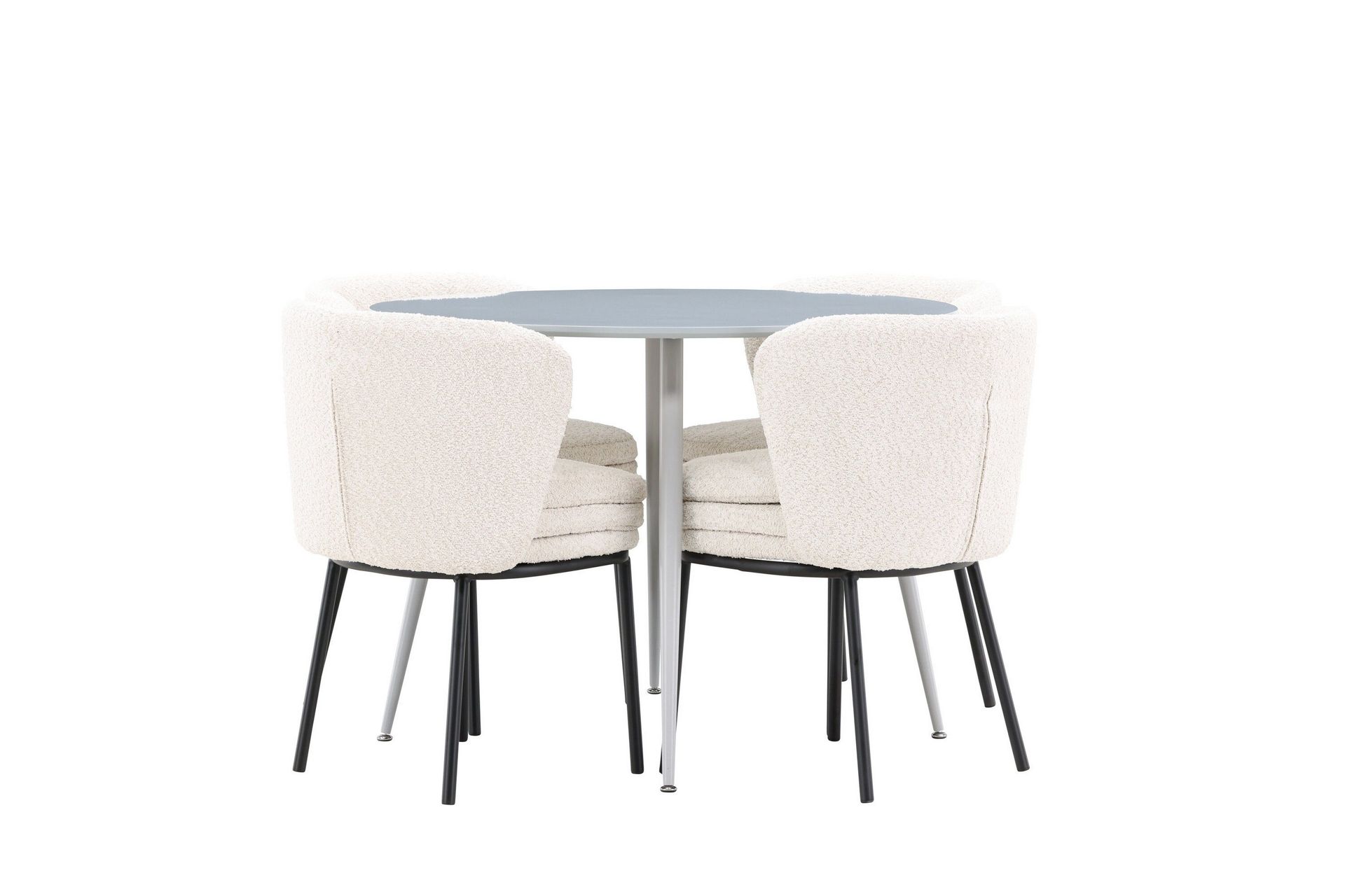 Plaza Matgrupp 100 cm Rund med 4 Agnes stolar - Gr&aring;/Vit