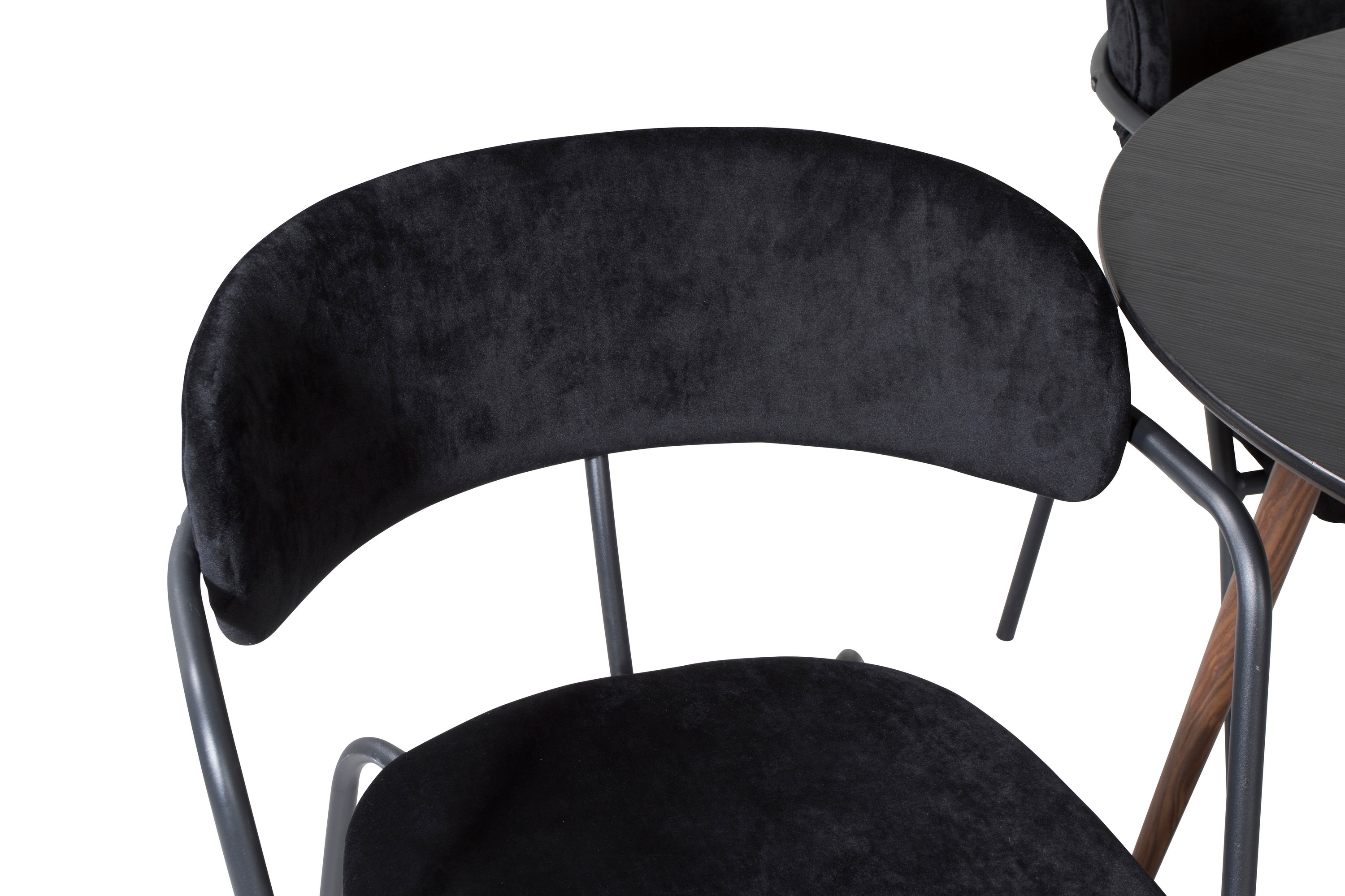 plaza matgrupp 100 cm rund med 4 arrow stolar - svart