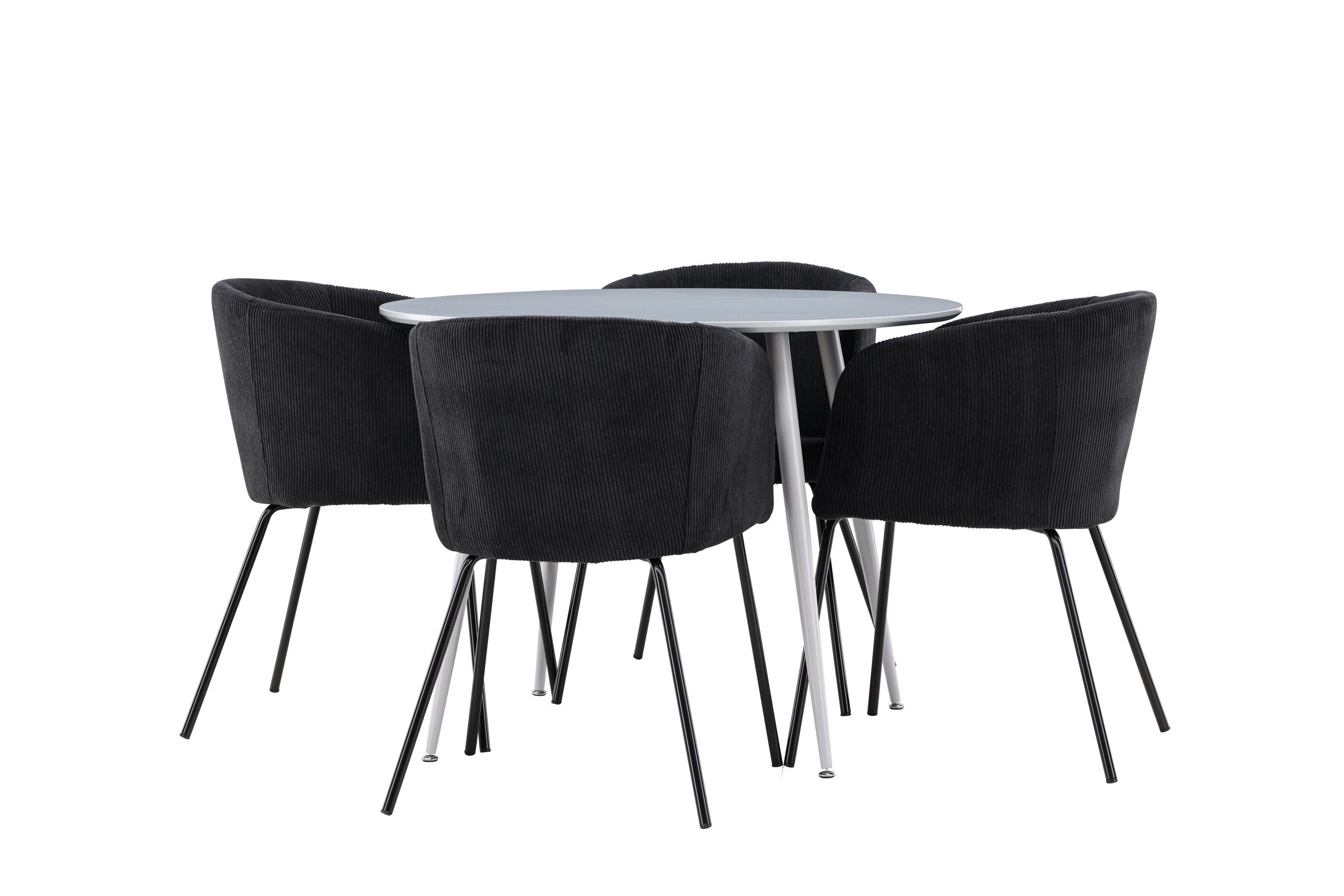 plaza matgrupp 100 cm rund med 4 berit stolar - grå/svart