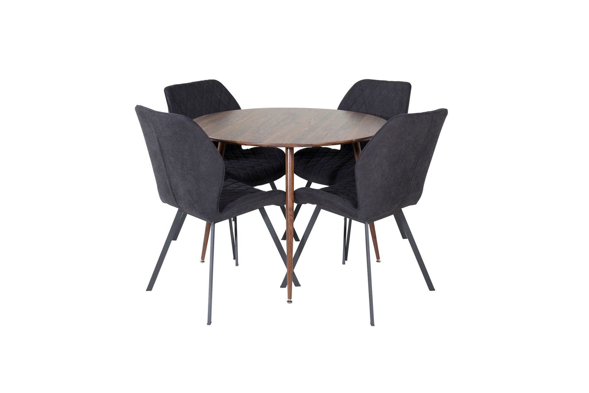 plaza matgrupp 100 cm rund med 4 gemma stolar - svart